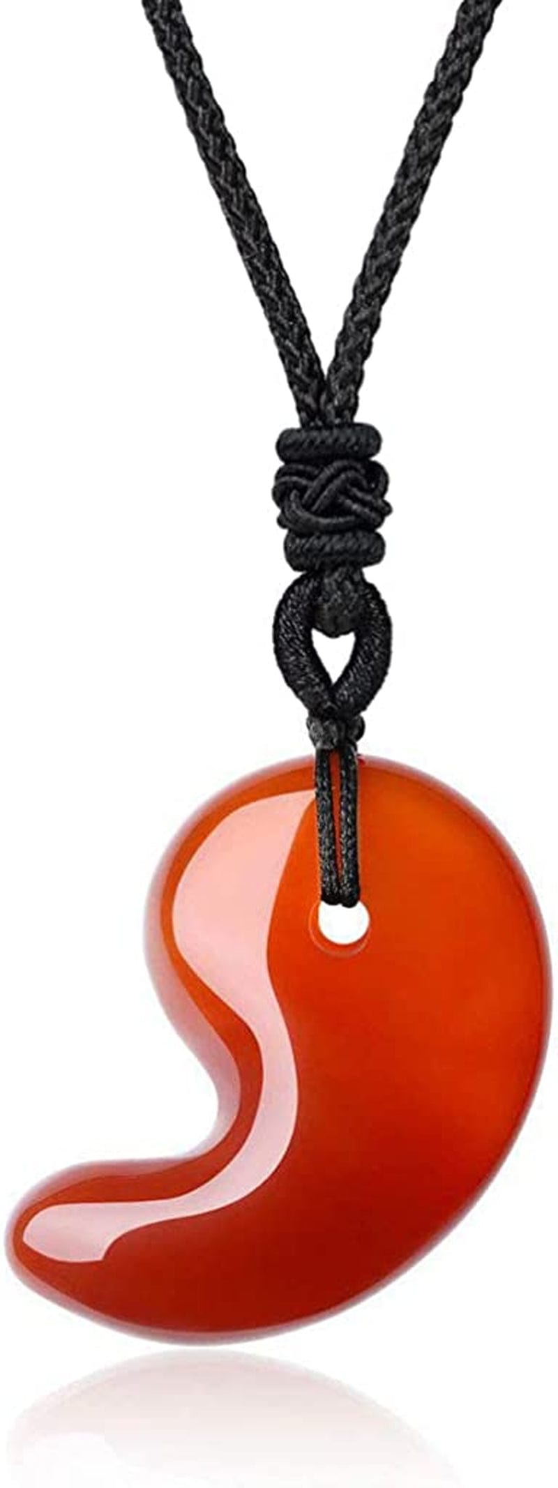 Three Sacred Treasures Magatama Pendant Necklace Red Agate