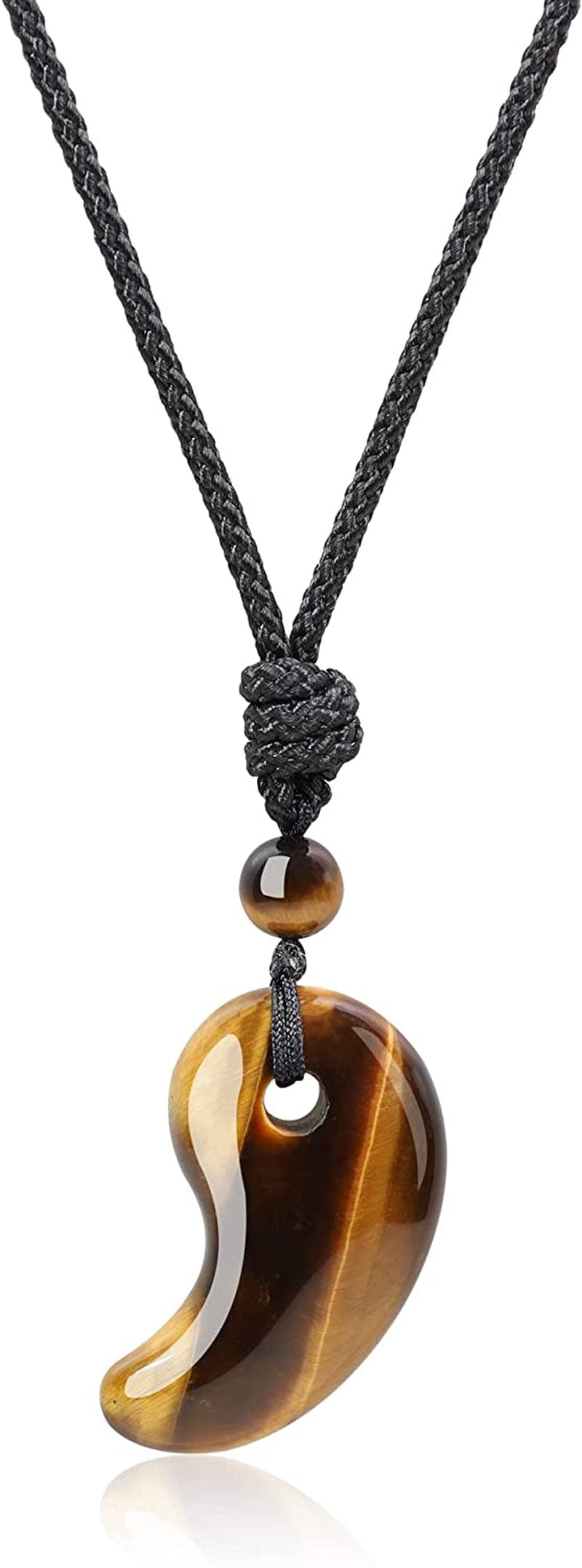 Three Sacred Treasures Magatama Pendant Necklace Tiger Eye
