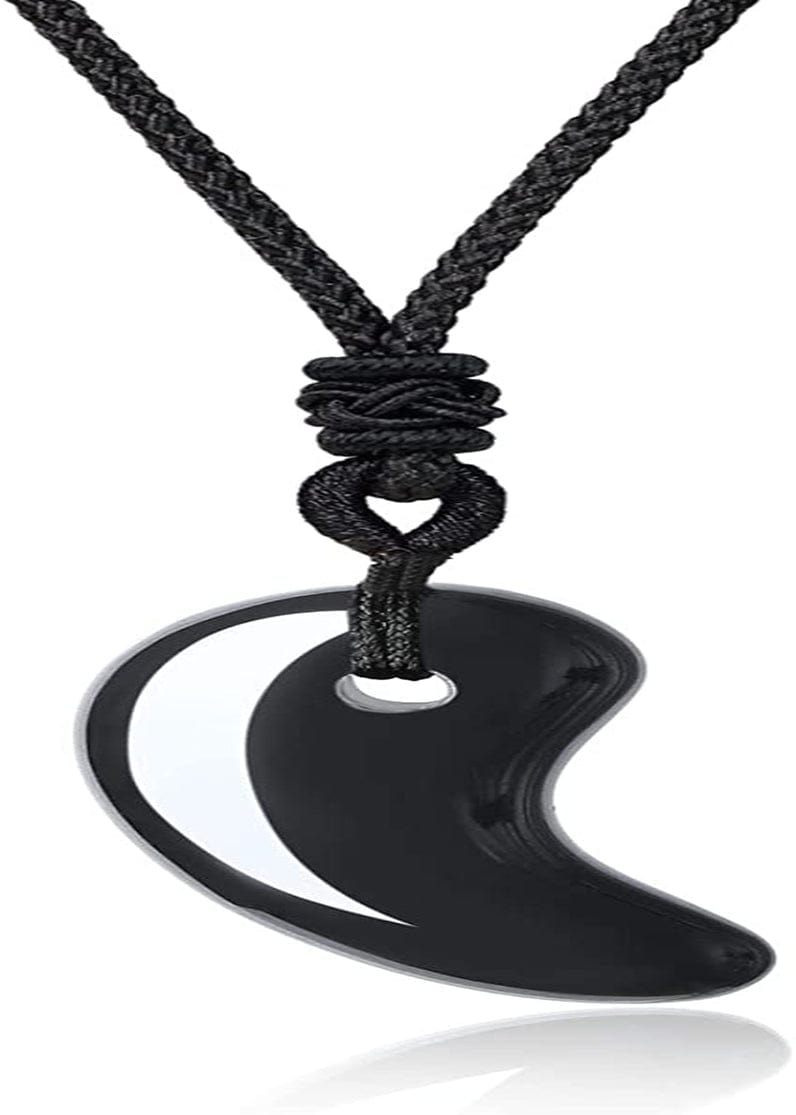 Three Sacred Treasures Magatama Pendant Necklace Obsidian
