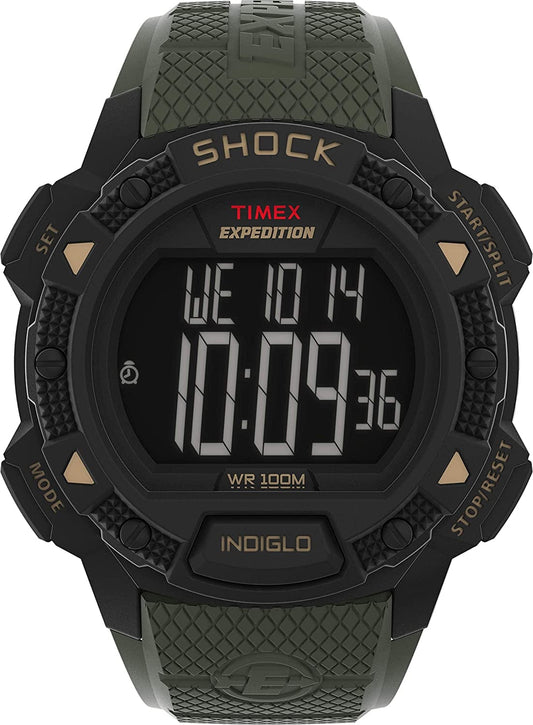 Timex Men'S Expedition Digital Shock CAT Resin Strap Watch Green/Black