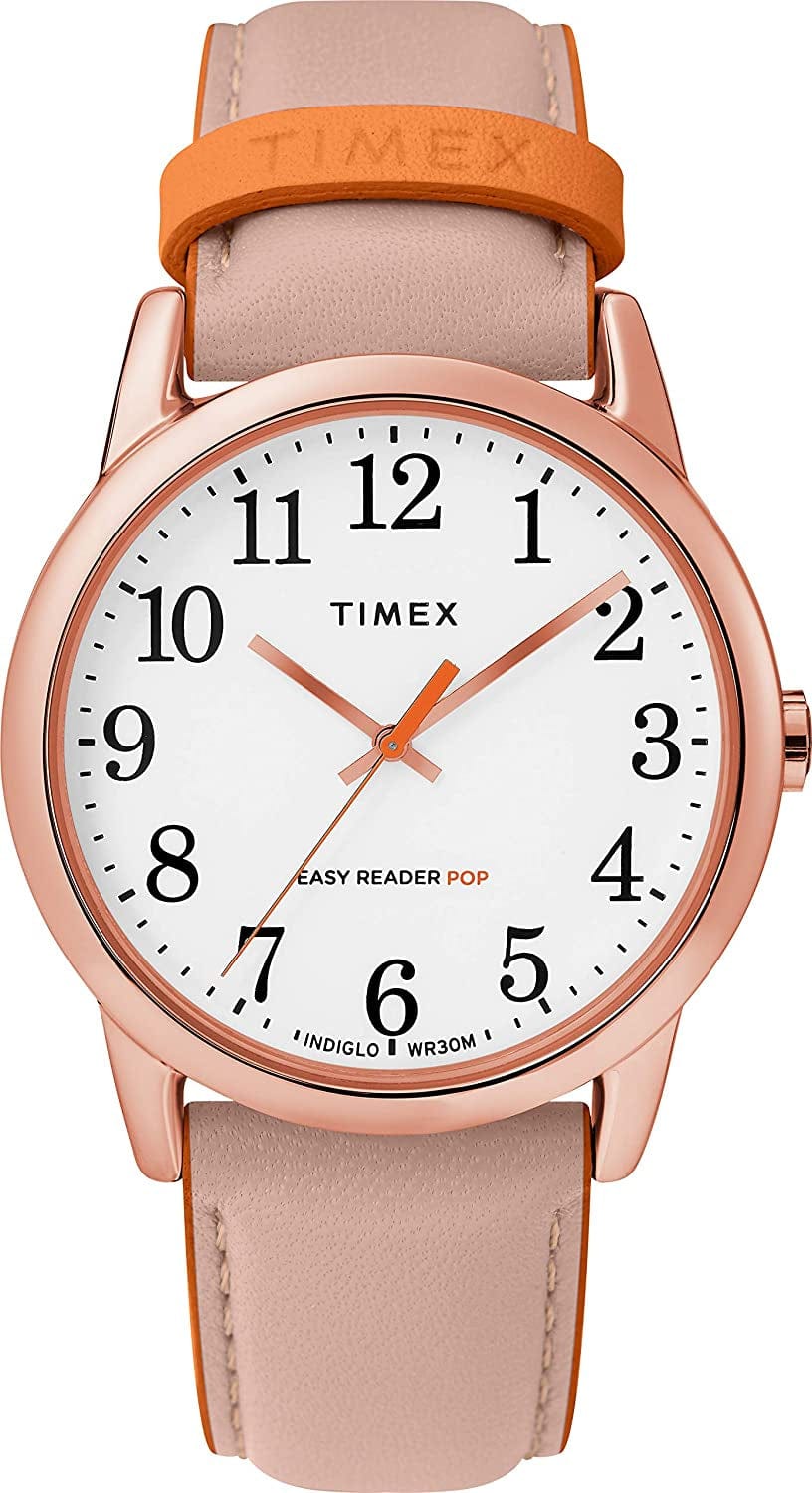 Timex Women'S Easy Reader Date Leather Strap 38Mm Watch Pink