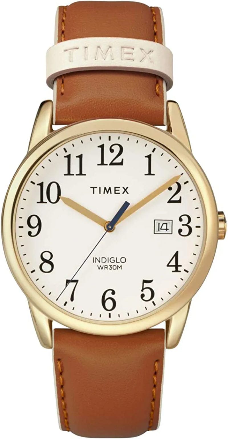 Timex Women'S Easy Reader Date Leather Strap 38Mm Watch Brown/Gold
