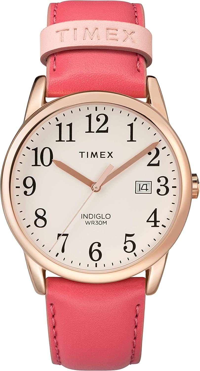 Timex Women'S Easy Reader Date Leather Strap 38Mm Watch Pink/Rose Gold