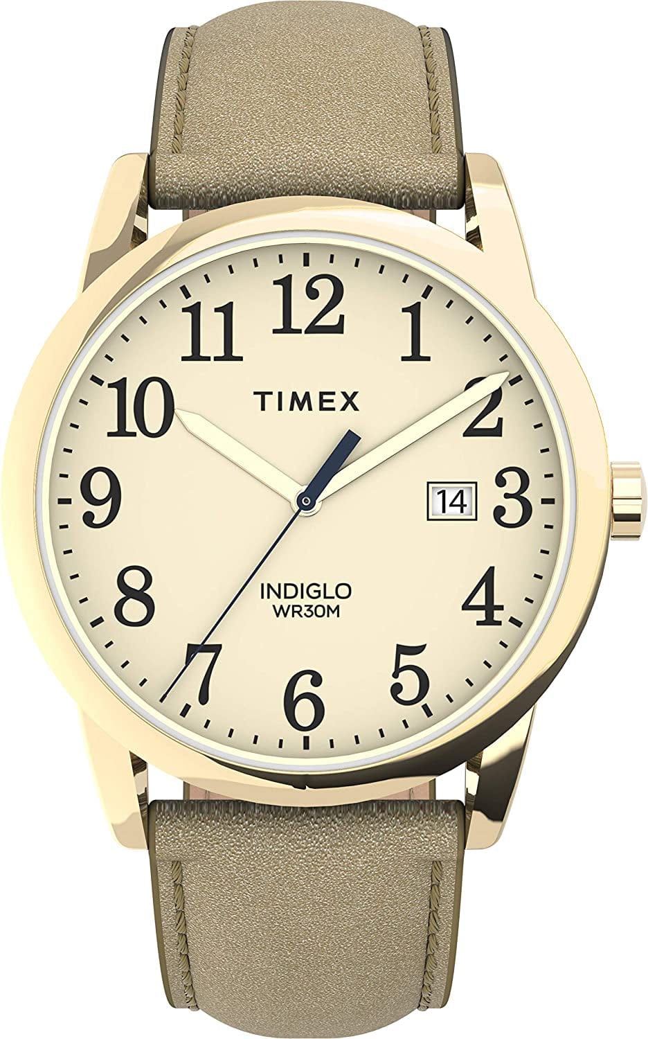 Timex Women'S Easy Reader Date Leather Strap 38Mm Watch Light Gold/Cream