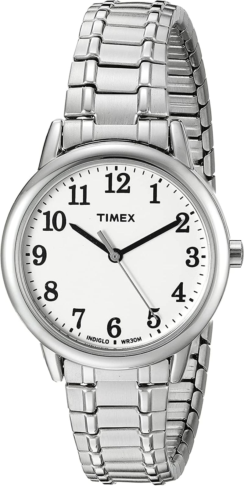 Timex Women'S Easy Reader Expansion Band 30Mm Watch Silver-Tone/White