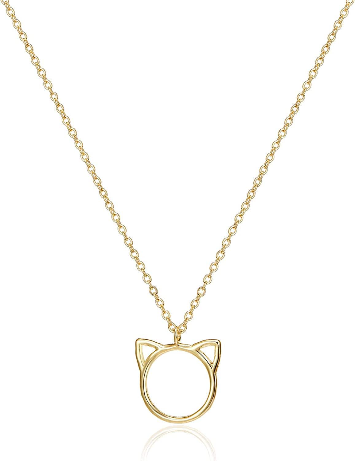 Tiny Dot Pendant Necklace,Dainty 14K Gold Plated Sterling Silver round Dot Circle CZ Choker Necklace Jewelry Gift for Women Gold-cat