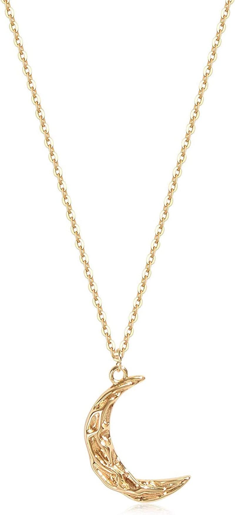 Tiny Dot Pendant Necklace,Dainty 14K Gold Plated Sterling Silver round Dot Circle CZ Choker Necklace Jewelry Gift for Women CZ-moon