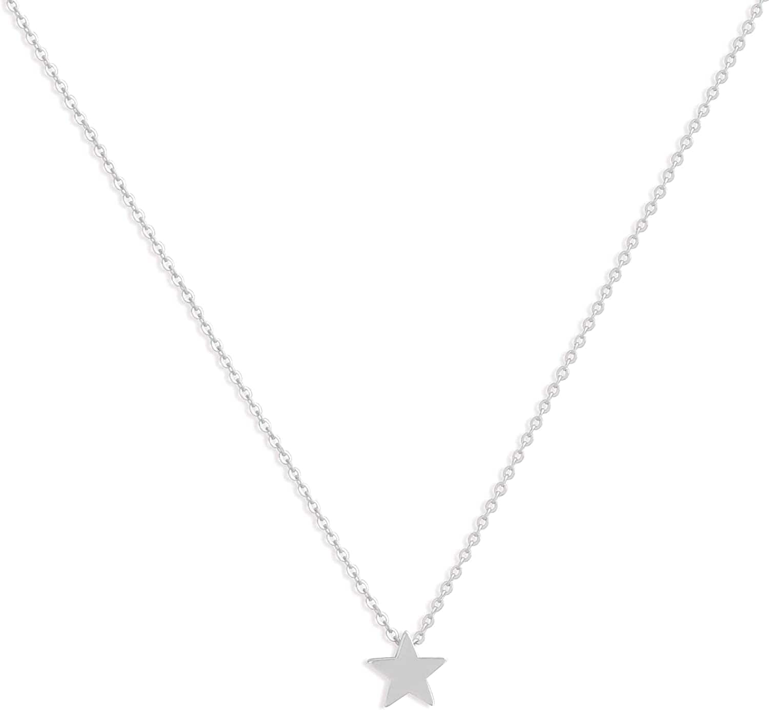 Tiny Dot Pendant Necklace,Dainty 14K Gold Plated Sterling Silver round Dot Circle CZ Choker Necklace Jewelry Gift for Women Sliver-star
