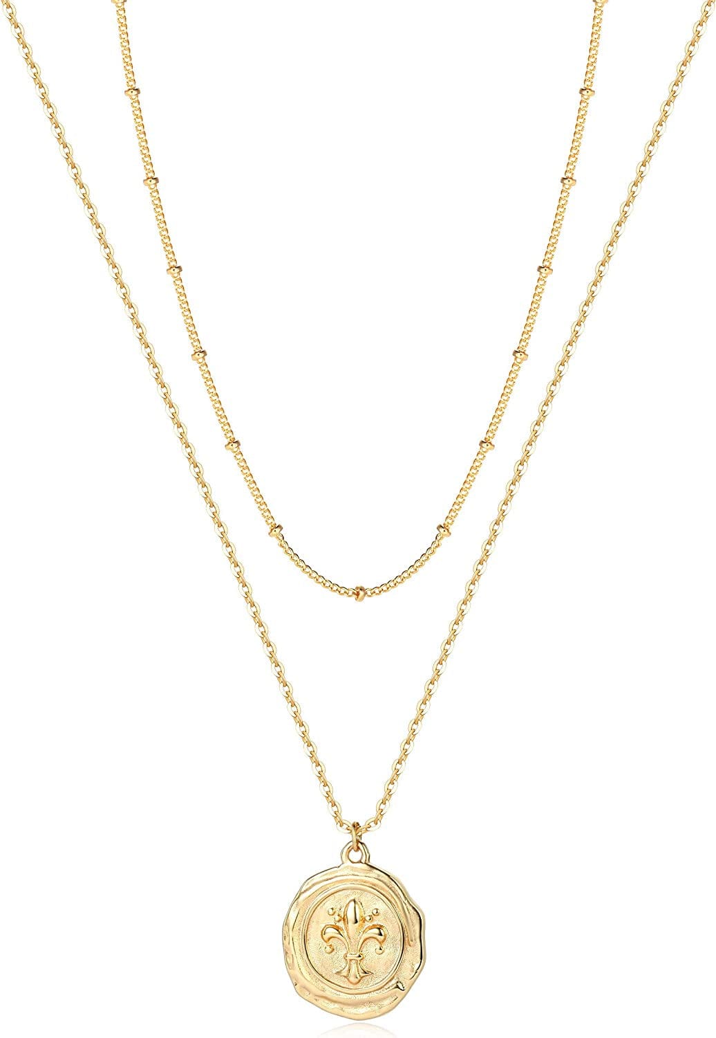 Tiny Dot Pendant Necklace,Dainty 14K Gold Plated Sterling Silver round Dot Circle CZ Choker Necklace Jewelry Gift for Women Disccross-layered