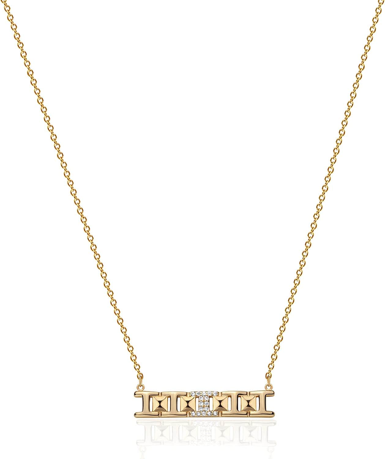 Tiny Dot Pendant Necklace,Dainty 14K Gold Plated Sterling Silver round Dot Circle CZ Choker Necklace Jewelry Gift for Women Grid Bar