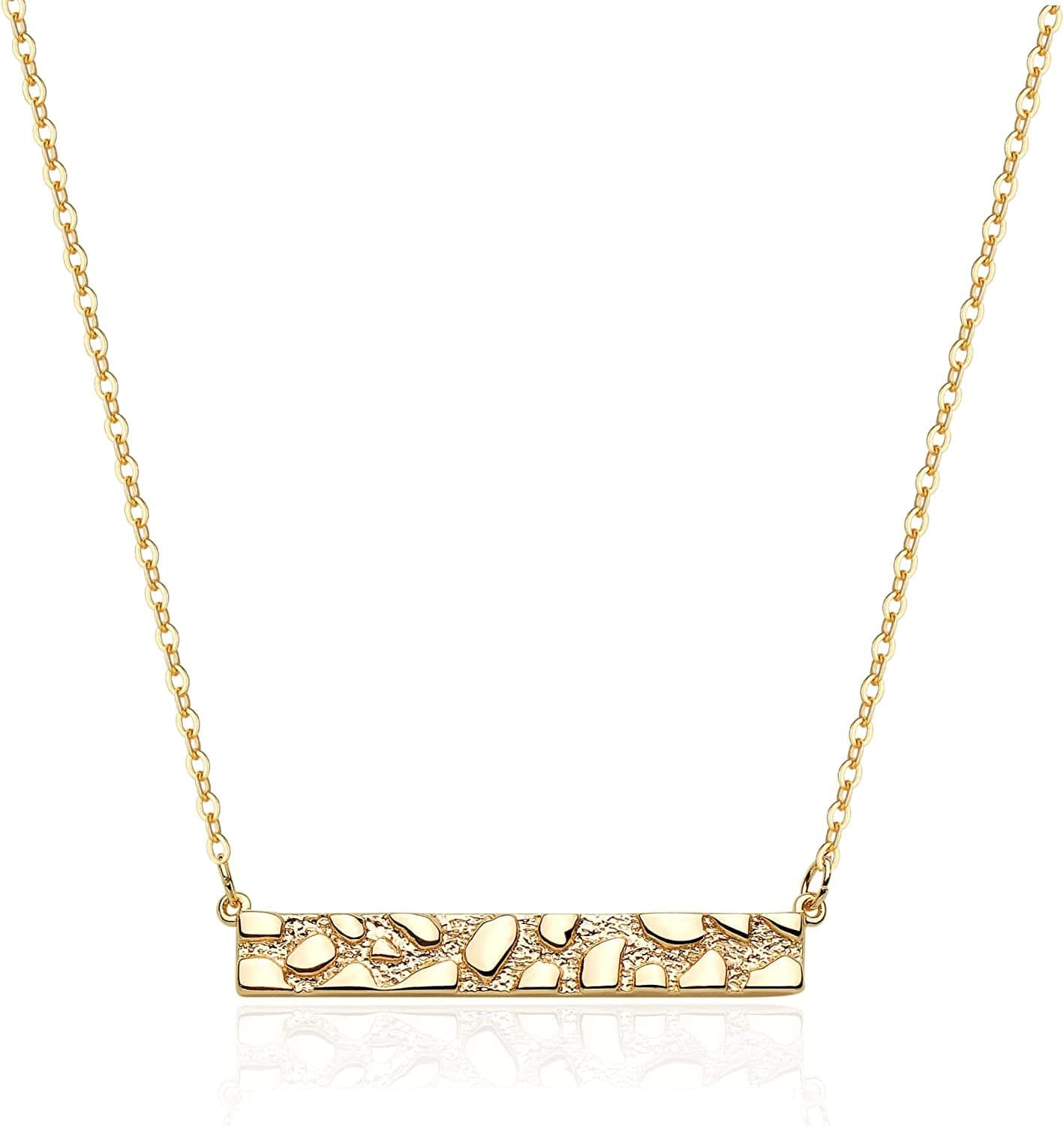 Tiny Dot Pendant Necklace,Dainty 14K Gold Plated Sterling Silver round Dot Circle CZ Choker Necklace Jewelry Gift for Women Gold-bar