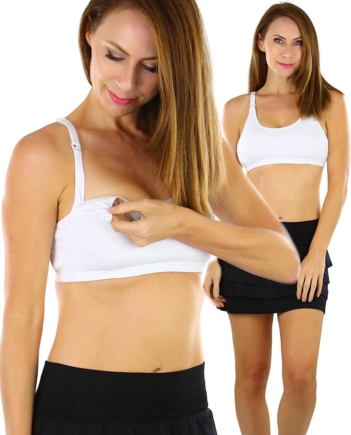 Tobeinstyle Women'S Pack of Seamless Nursing Bras W/Ruched Cups Single: Classic Basic - White (Soft Cotton Comfort Nursing Maternity Sleep Bra) / Medium