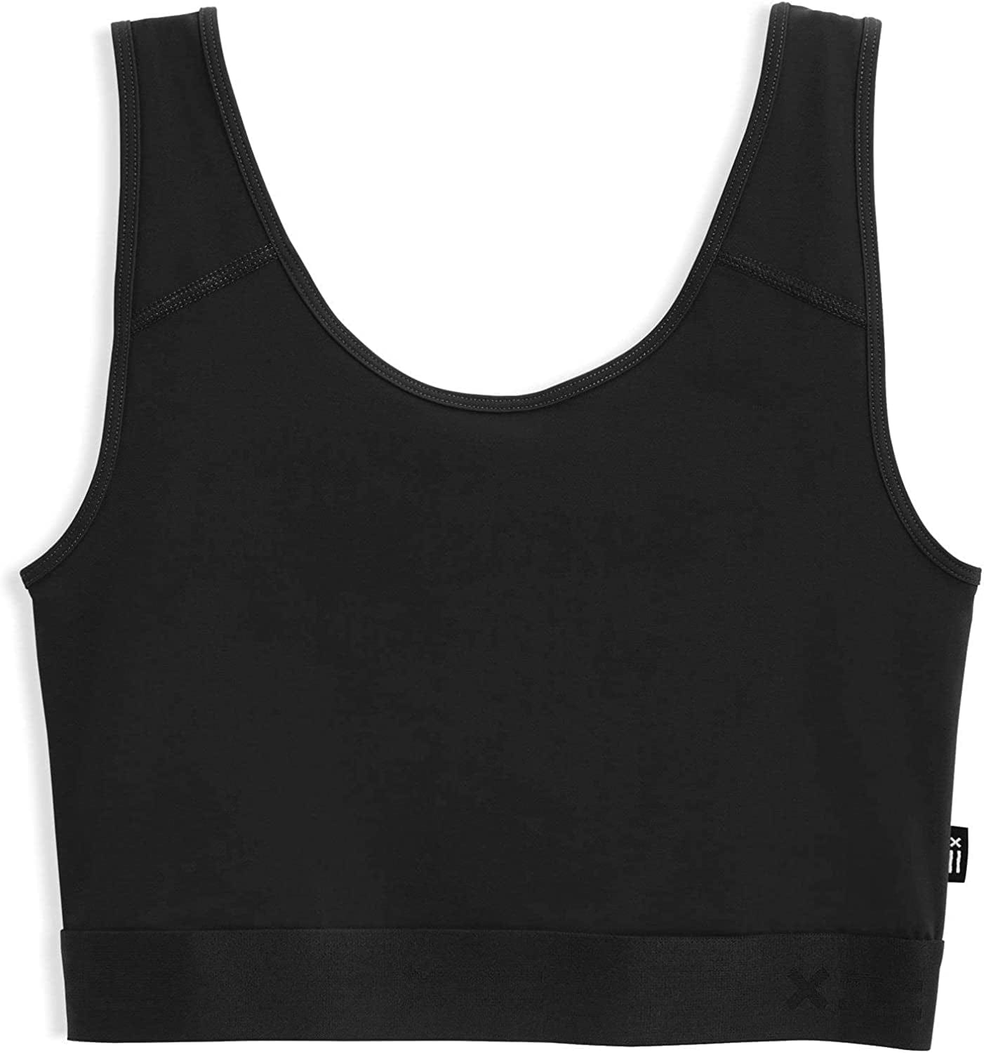 Tomboyx Compression Bra, Chest Binder Alternative, Wireless Full Coverage Medium Support Top, Athletic Sports Bra, (XS-6X) Black / 6X-Large