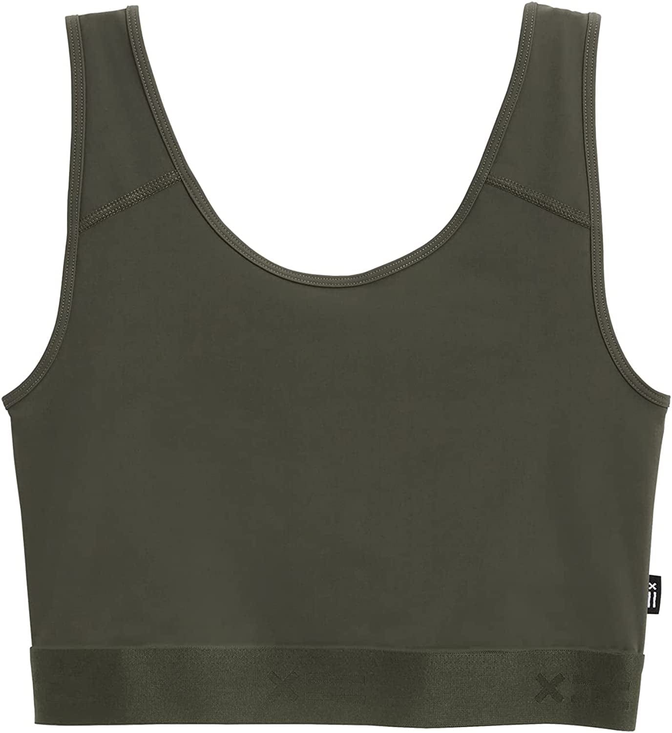 Tomboyx Compression Bra, Chest Binder Alternative, Wireless Full Coverage Medium Support Top, Athletic Sports Bra, (XS-6X) Thyme / X-Small
