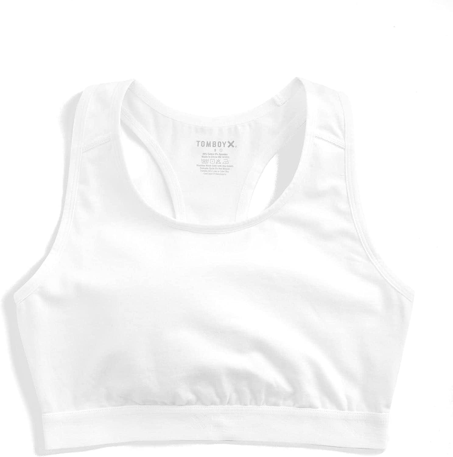 Tomboyx Racerback Bra, Cotton Comfort Bralette for Women, Wireless No-Padding Low-Impact, (3XS-6X) X=white / 3X-Small