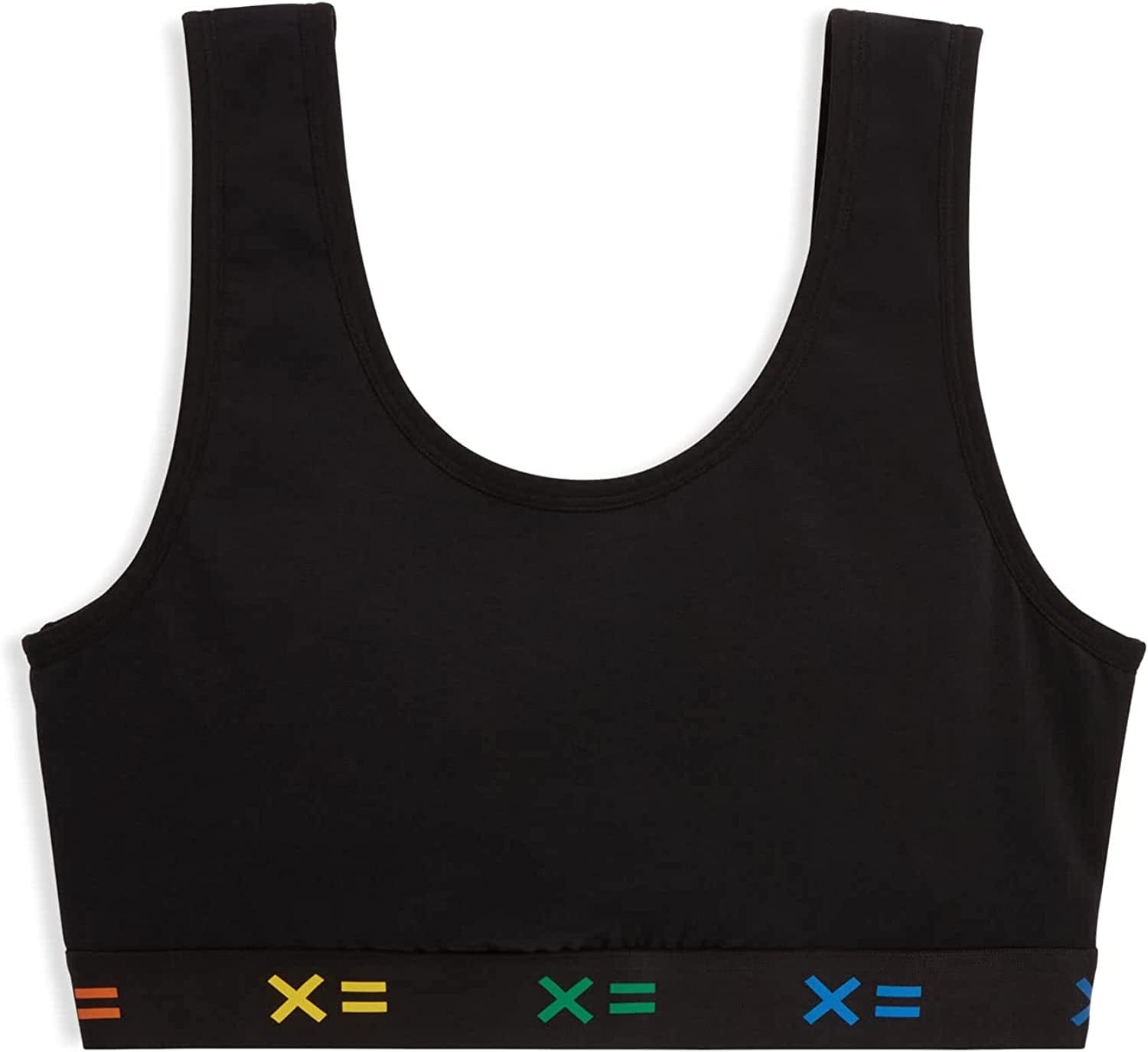 Tomboyx Soft Bra, Cotton Scoop-Neck Bralette for Women, Wireless No-Padding Low Impact, (XS-5X) Black X= Rainbow / X-Small