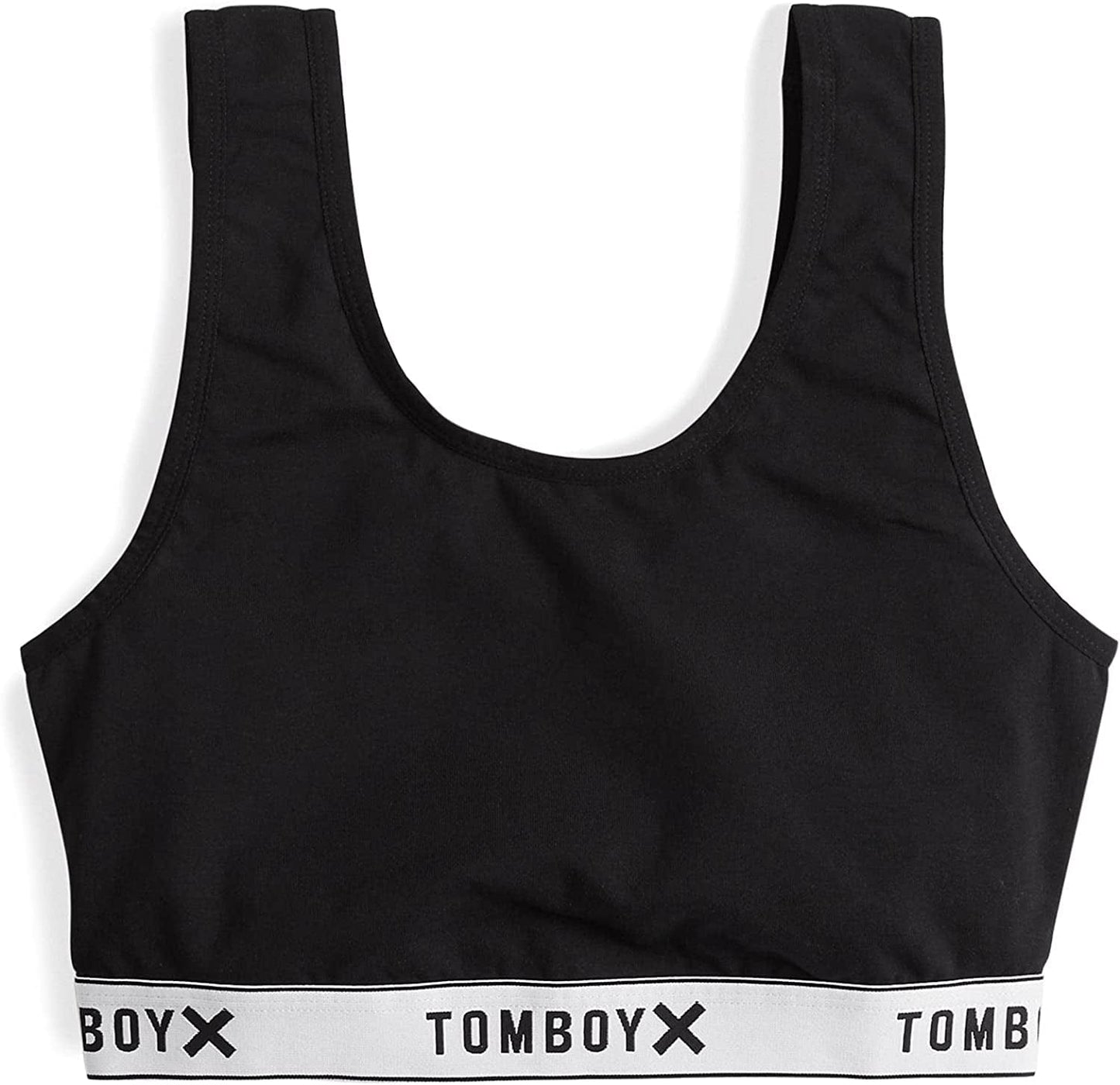 Tomboyx Soft Bra, Cotton Scoop-Neck Bralette for Women, Wireless No-Padding Low Impact, (XS-5X) Next Gen Black / Large