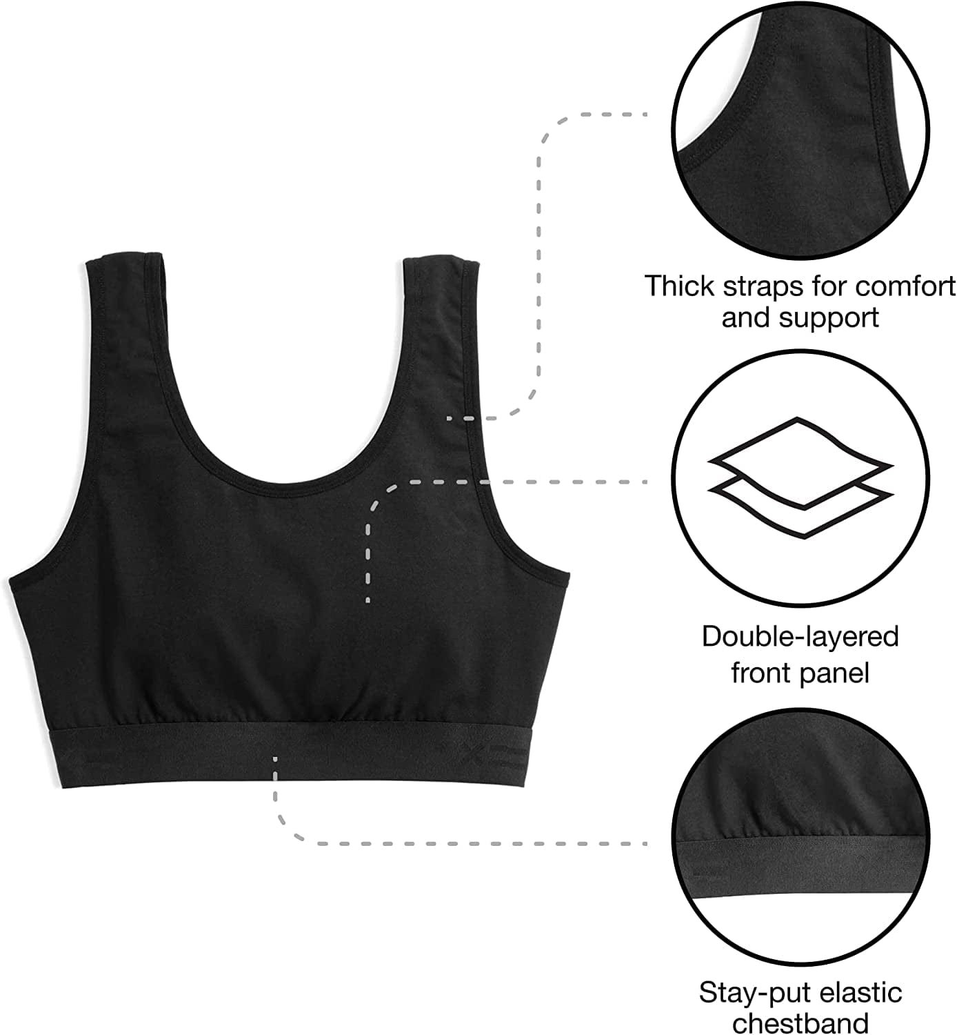 Tomboyx Soft Bra, Cotton Scoop-Neck Bralette for Women, Wireless No-Padding Low Impact, (XS-5X)