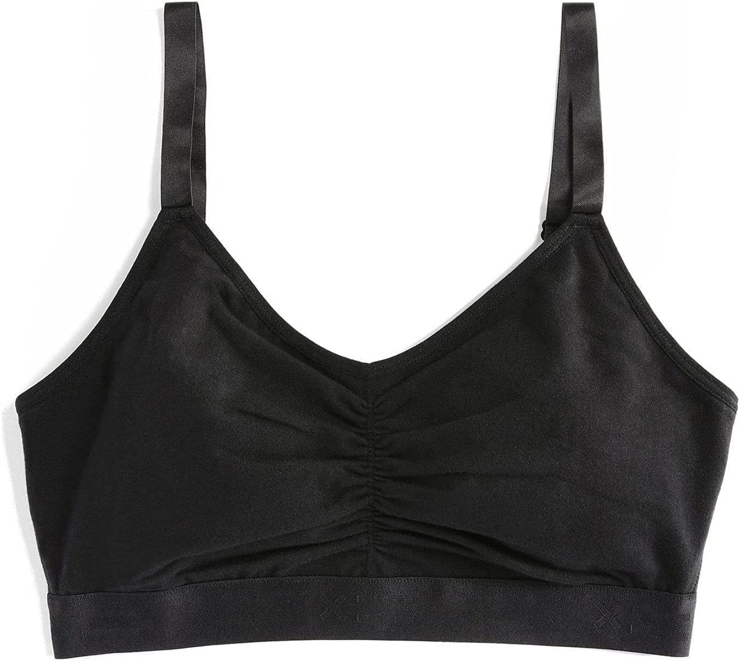 Tomboyx V-Neck Bralette, Cotton Bra for Women, Adjustable Straps Wireless No-Padding Low-Impact, (XS-4X) X=black / Medium