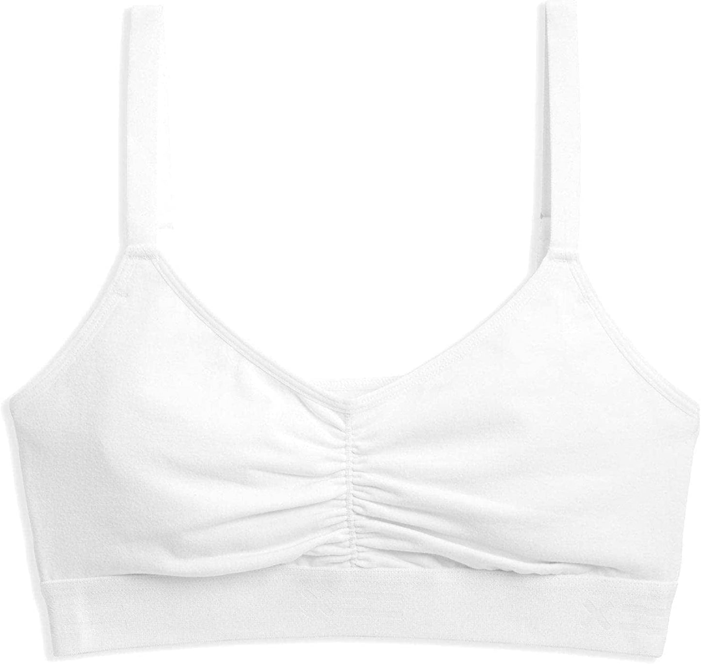 Tomboyx V-Neck Bralette, Cotton Bra for Women, Adjustable Straps Wireless No-Padding Low-Impact, (XS-4X) X=white / Large
