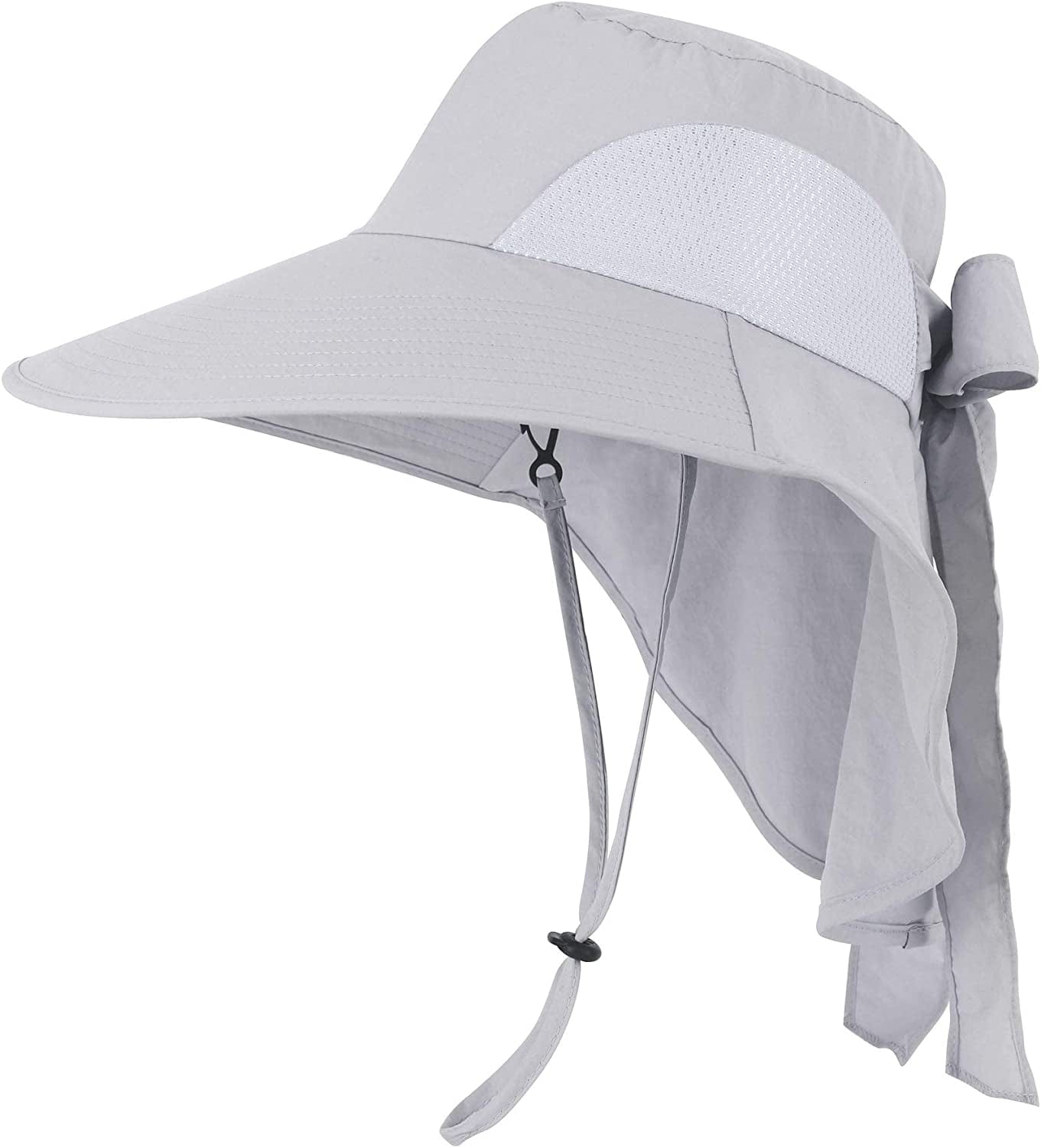 Toppers Womens Mens Sun Hat Rollable UPF 50+ Wide Brim Gardening Hat with Neck Flap Apparel & Accessories > Clothing Accessories > Hats Toppers Ponytail Bow_light Grey