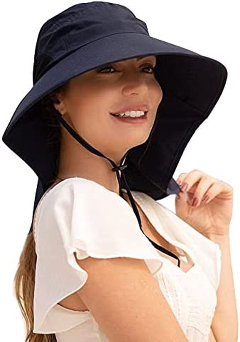 Toppers Womens Mens Sun Hat Rollable UPF 50+ Wide Brim Gardening Hat with Neck Flap Apparel & Accessories > Clothing Accessories > Hats Toppers Unisex_navy