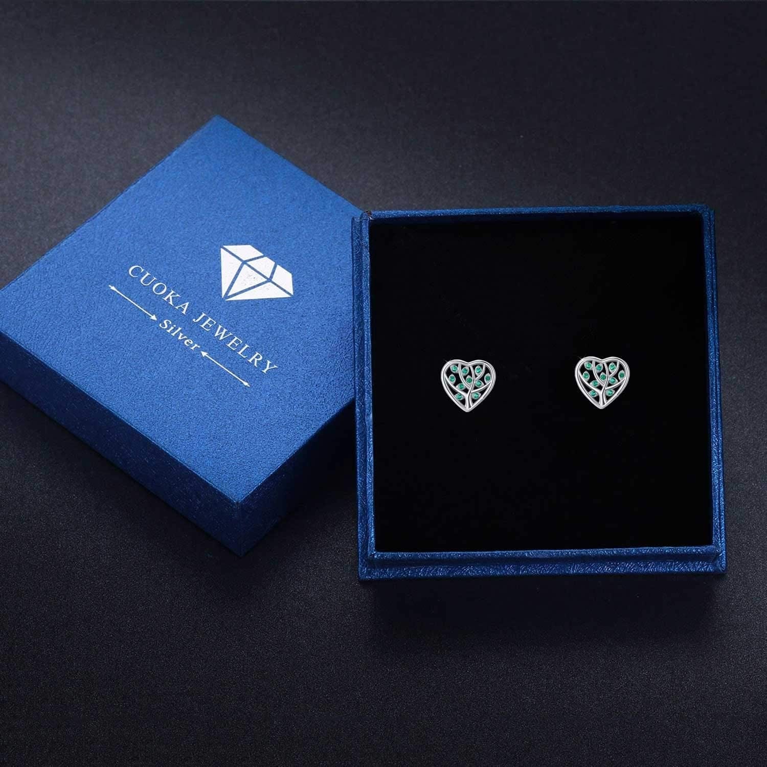 Tree of Life Earrings, 925 Sterling Silver Heart Shaped Studs for Women, Hypoallergenic Earrings for Sensitive Ears Gifts for Women with Gift Box…