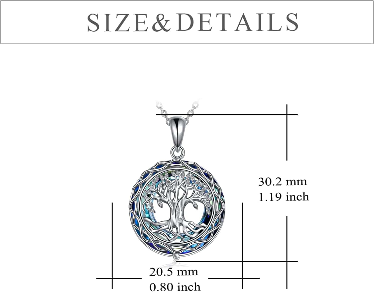 Tree of Life Necklace Jewelry for Women Sterling Silver Celtic Knot Infinity Family Tree Pendant with Blue Circle Crystal Infinity Jewelry Gifts for Mom Daughter Birthday Christmas Gifts