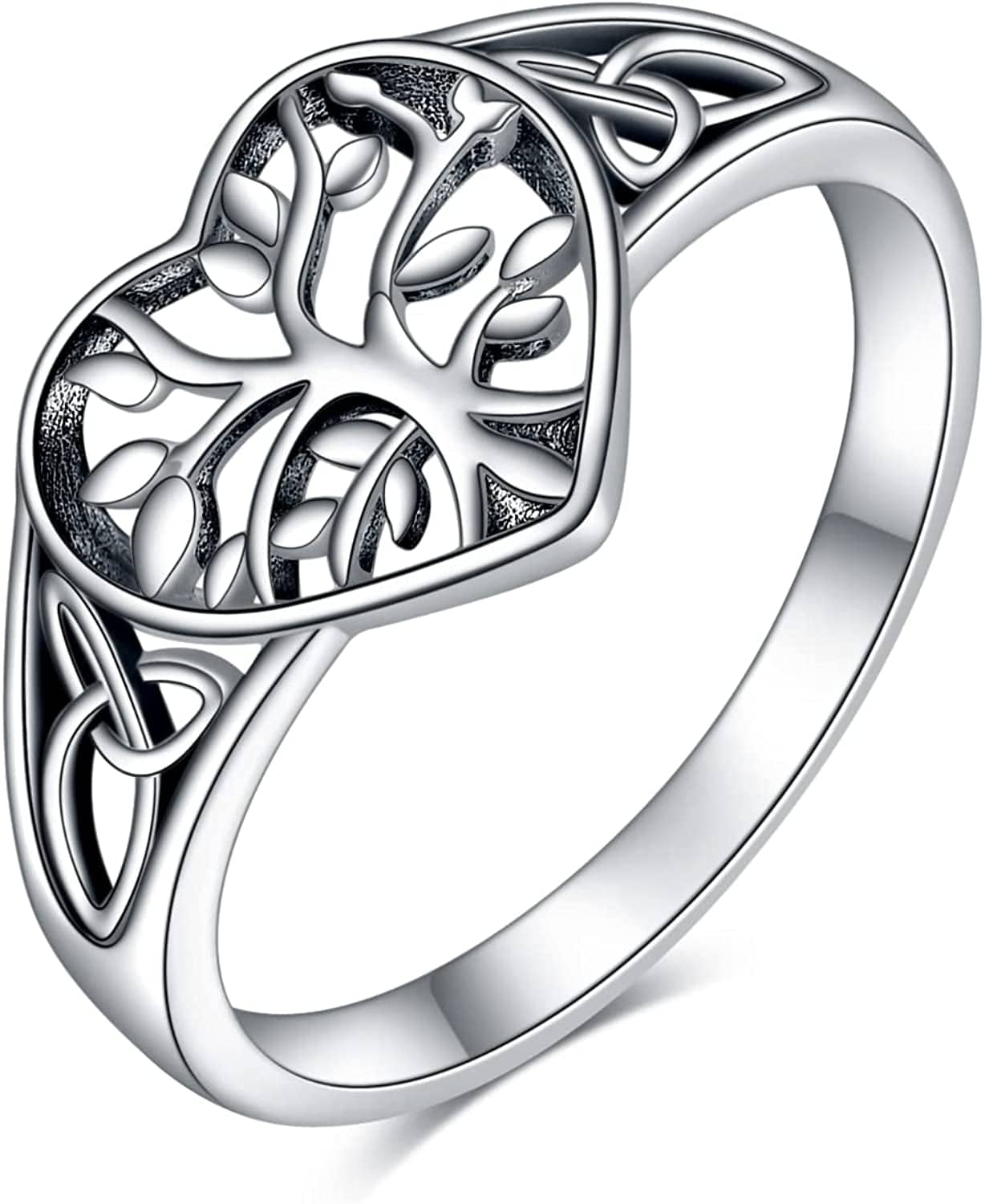 Tree of Life Ring for Her 925 Sterling Silver Tree of Life Rings for Women Girls Celtic Ring Jewelry Birthday Gifts Heart Tree of Life Ring / 8