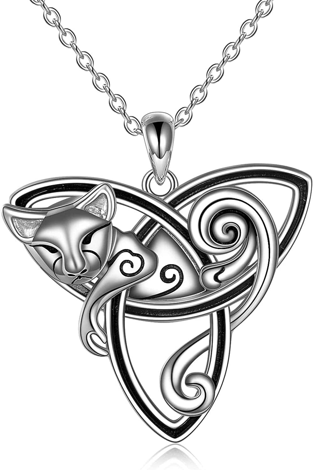 Triquetra Cat Necklace for Womensterling Silver Celtic Trinity Knot Necklace Jewelry Gifts cat necklace