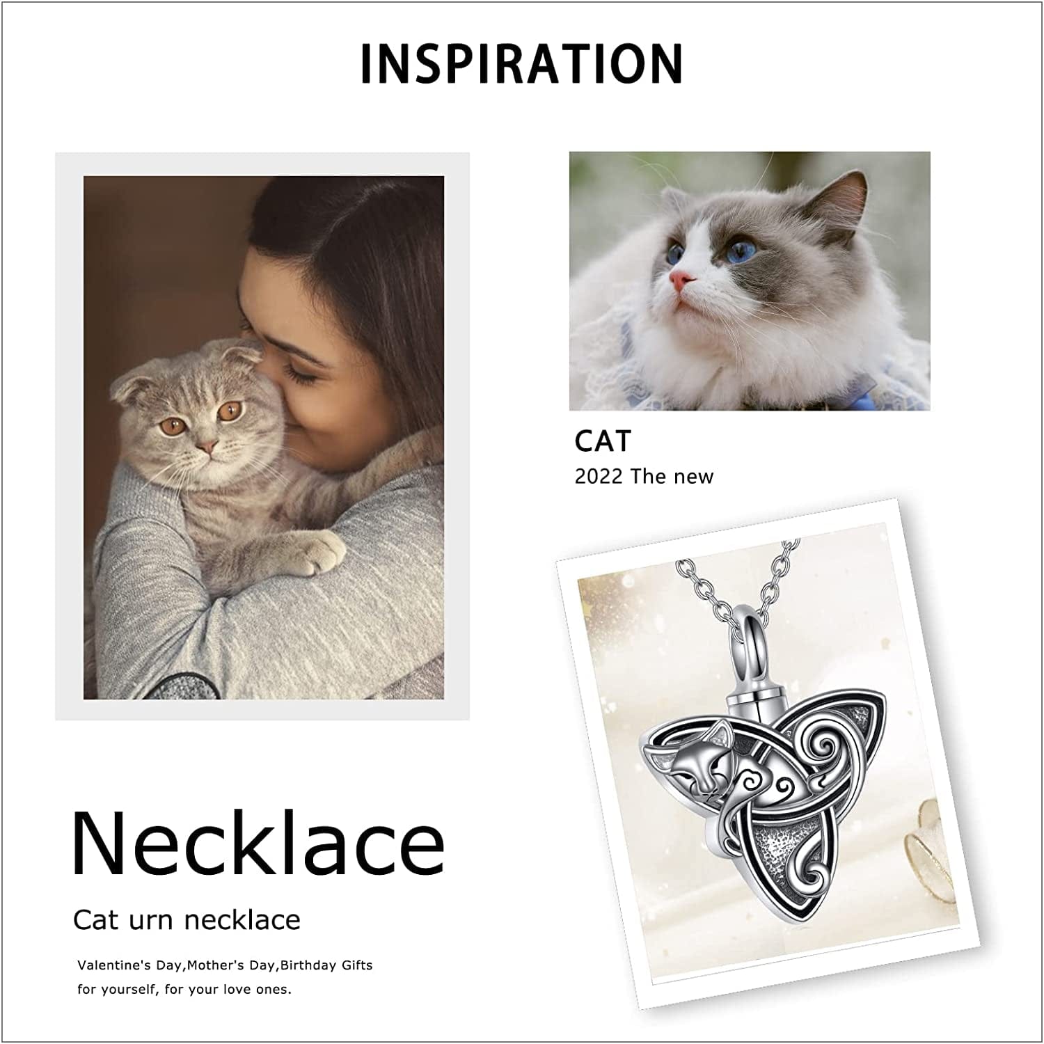 Triquetra Cat Necklace for Womensterling Silver Celtic Trinity Knot Necklace Jewelry Gifts