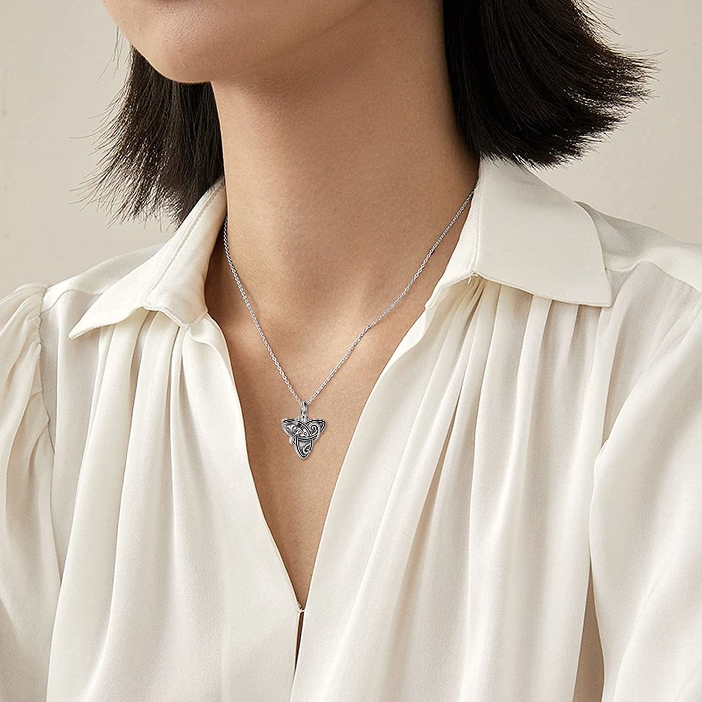 Triquetra Cat Necklace for Womensterling Silver Celtic Trinity Knot Necklace Jewelry Gifts