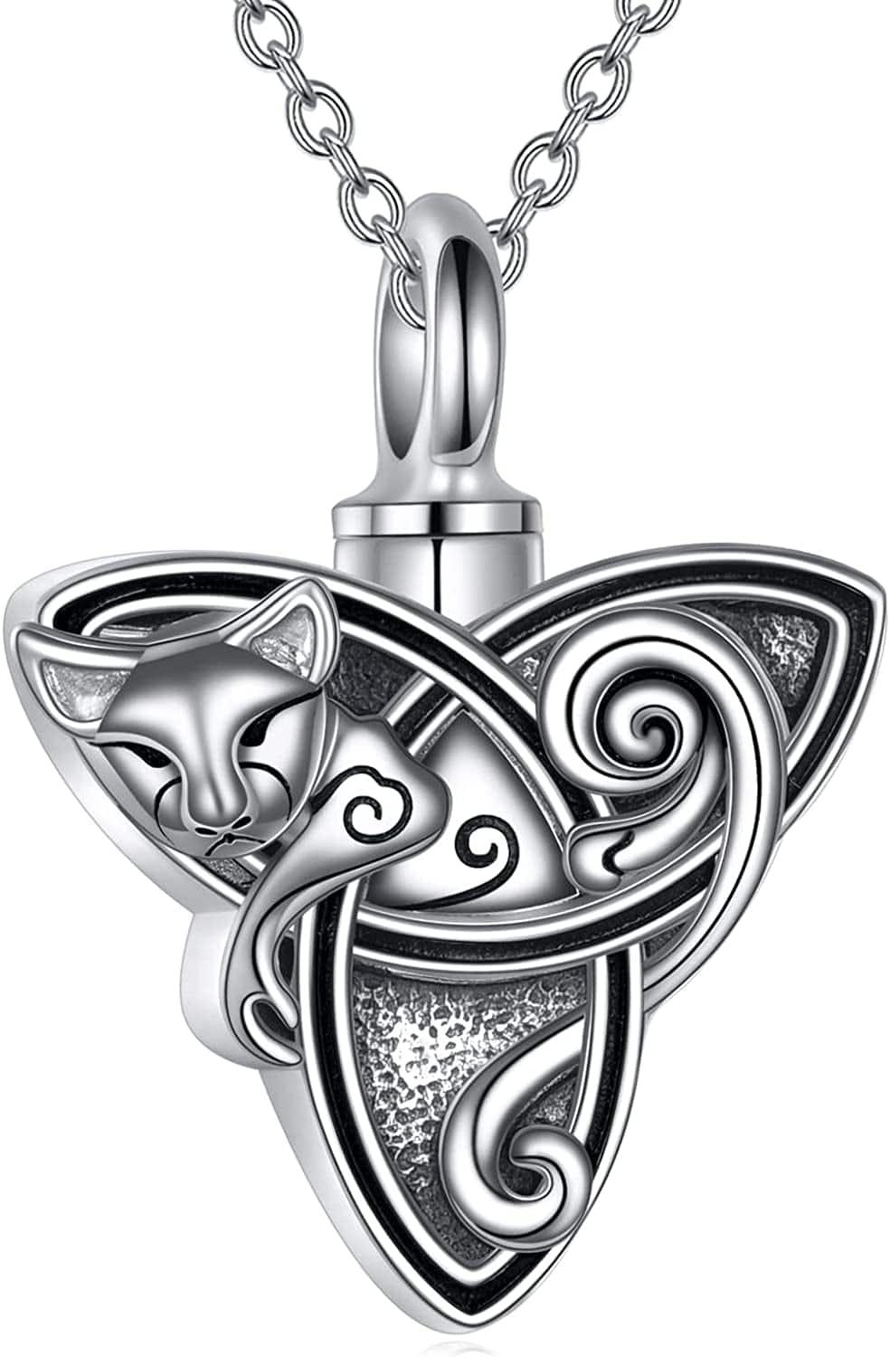 Triquetra Cat Necklace for Womensterling Silver Celtic Trinity Knot Necklace Jewelry Gifts cat urn necklace