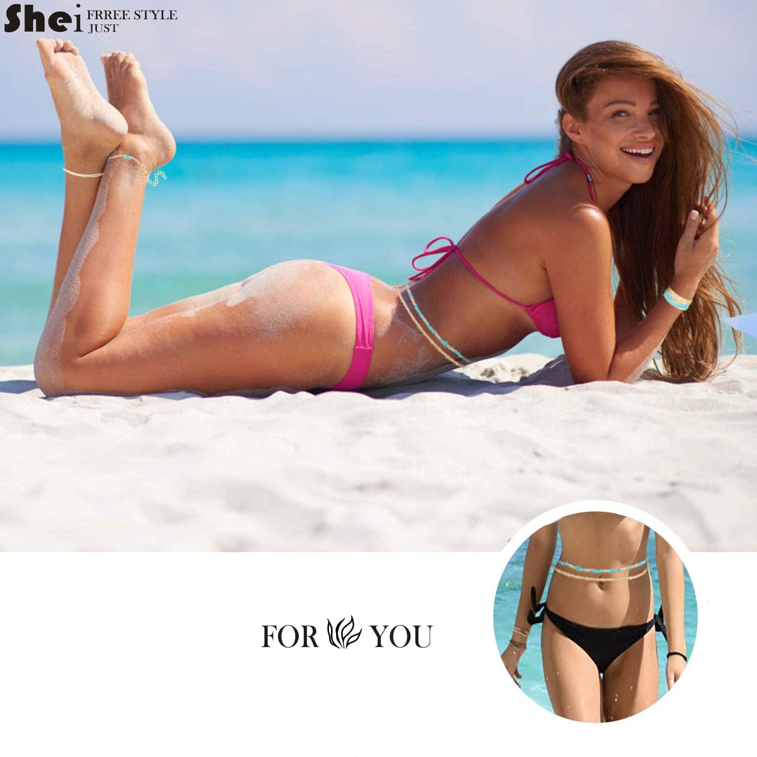 Tuoshei 8 Piece Summer Jewelry Waist Bead Set, Colorful Waist Bead, Belly Bead, African Waist Bead, Body Chain, Beaded Belly Chains, Bikini Jewelry for Woman (Style 1) Apparel & Accessories > Jewelry > Body Jewelry Tuoshei