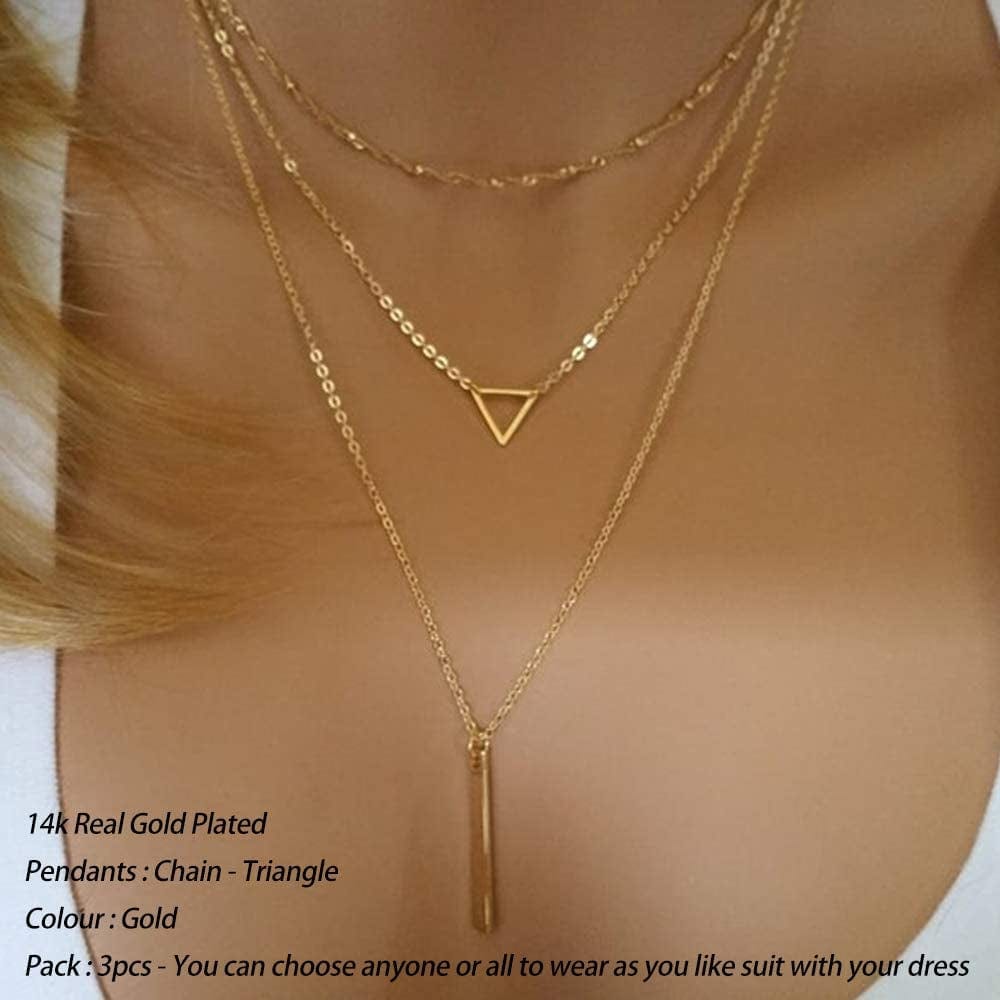 Turandoss Gold Layered Necklaces for Women - 14K Gold Plated Handmade Multilayer Bar Pearls Coin Disc Moon Butterfly Medallion Adjustable Dainty Layered Choker Necklaces for Women Jewelry