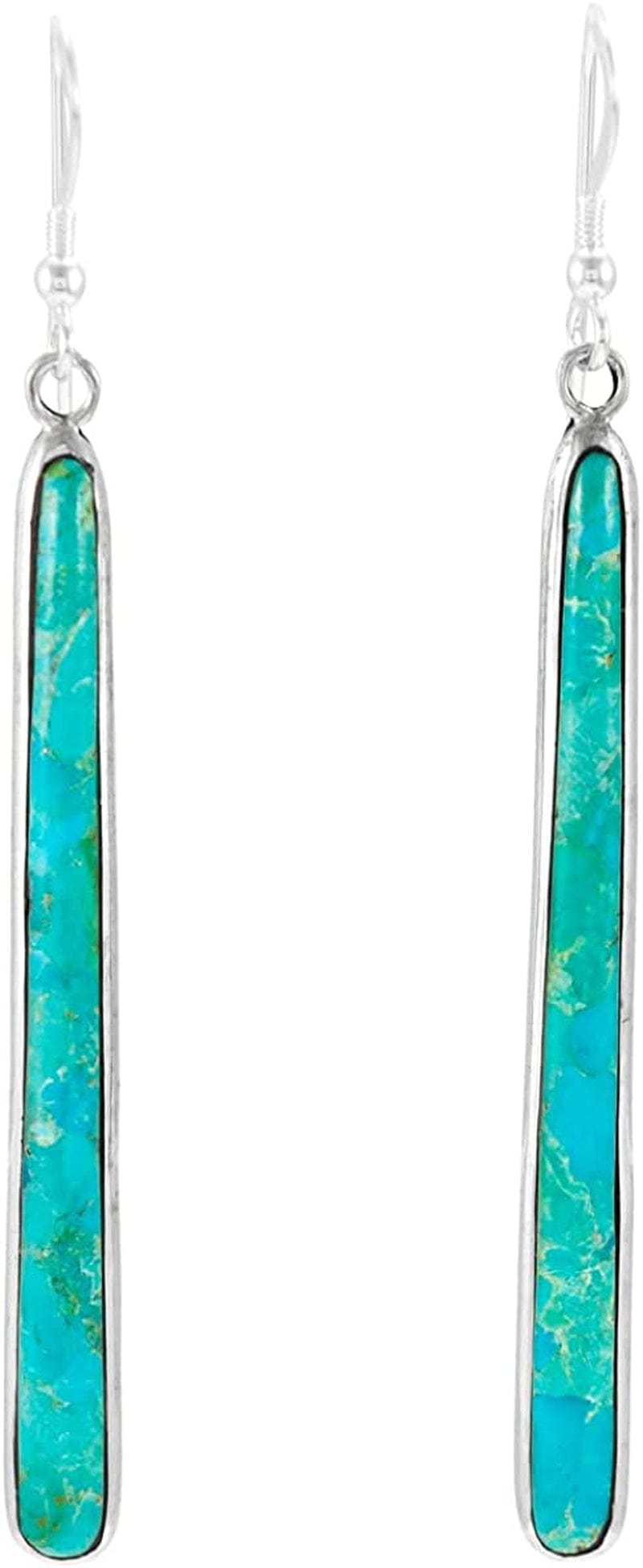 Turquoise Earrings 925 Sterling Silver & Genuine Turquoise (Choose Color)