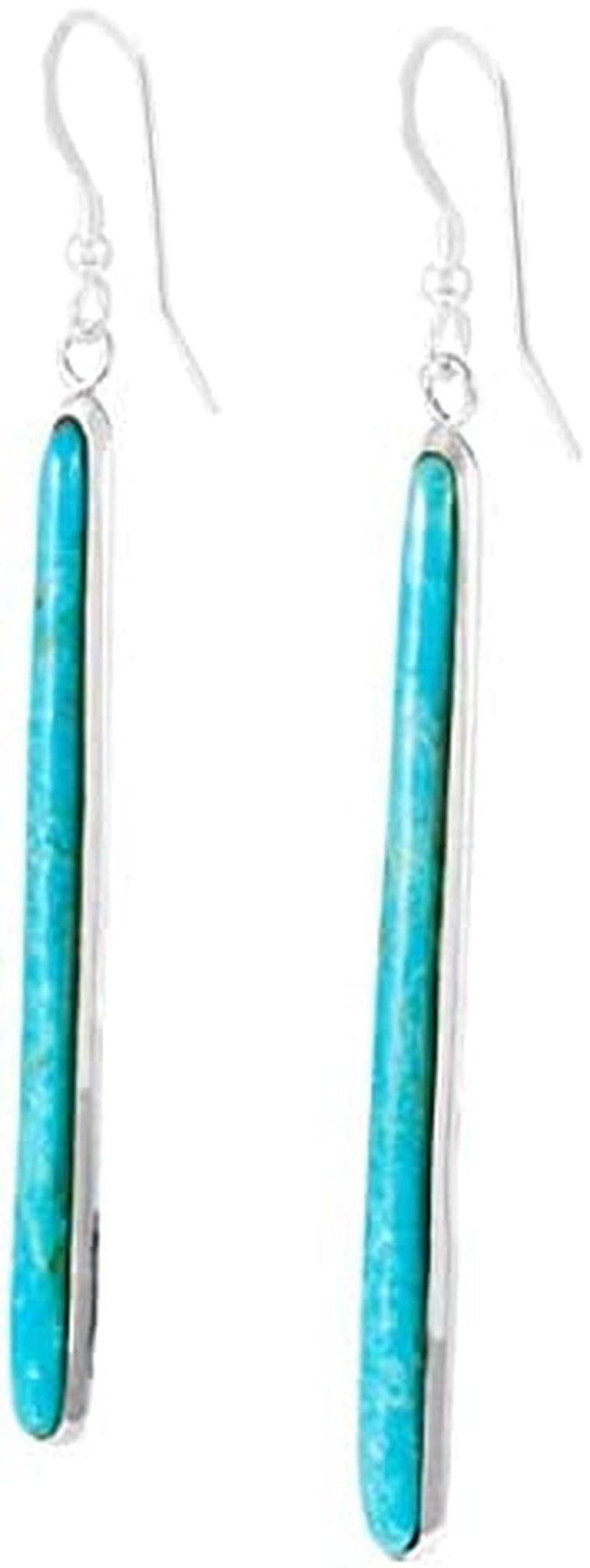 Turquoise Earrings 925 Sterling Silver & Genuine Turquoise (Choose Color)