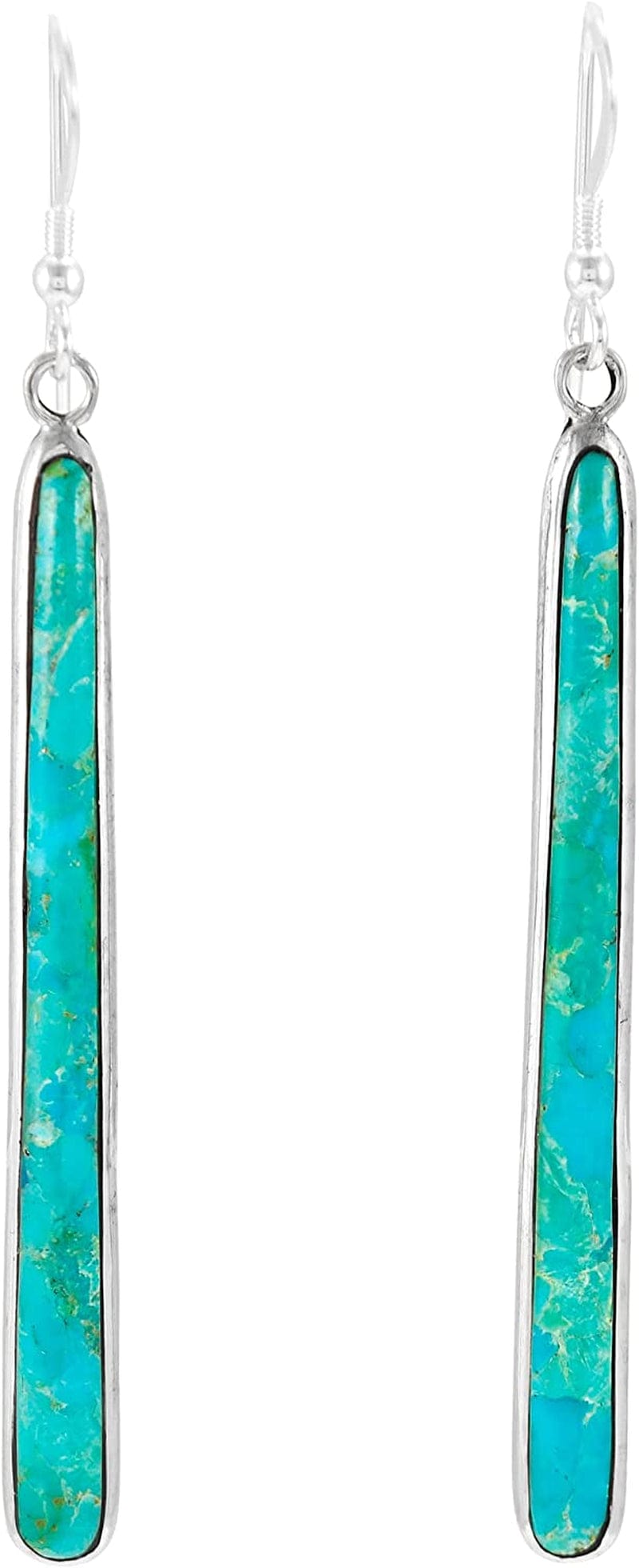 Turquoise Earrings 925 Sterling Silver & Genuine Turquoise (Choose Color) Turquoise