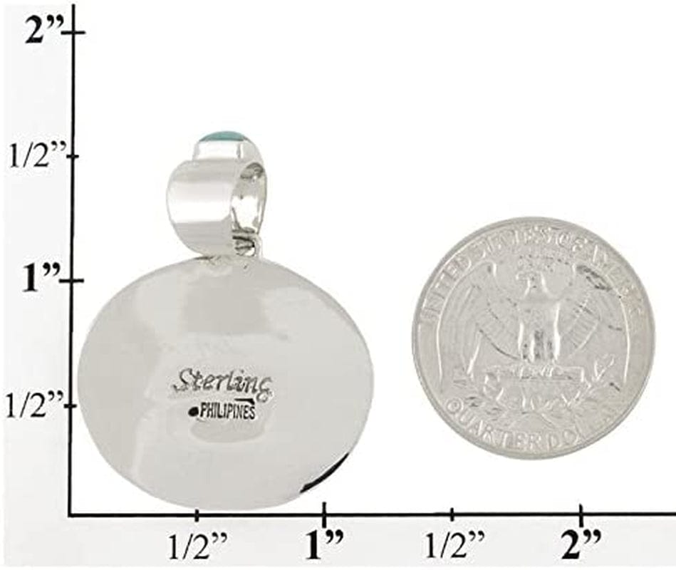 Turquoise Necklace Pendant 925 Sterling Silver Genuine Gemstones (20" Length) Teal/Matrix