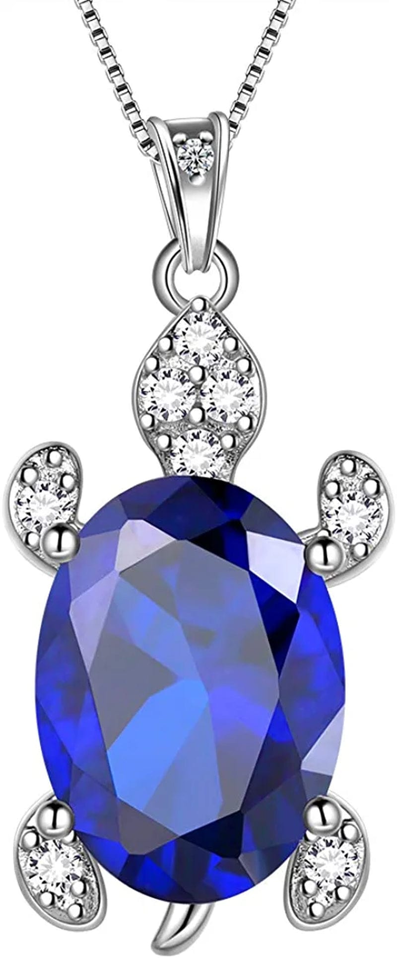 Tutrle Jewelry 925 Sterling Silver Women Sea Animal Turtle Necklace/Earring/Ring/Bracelet Crystal Cubic Zirconia Jewelry blue-sapphire / necklace