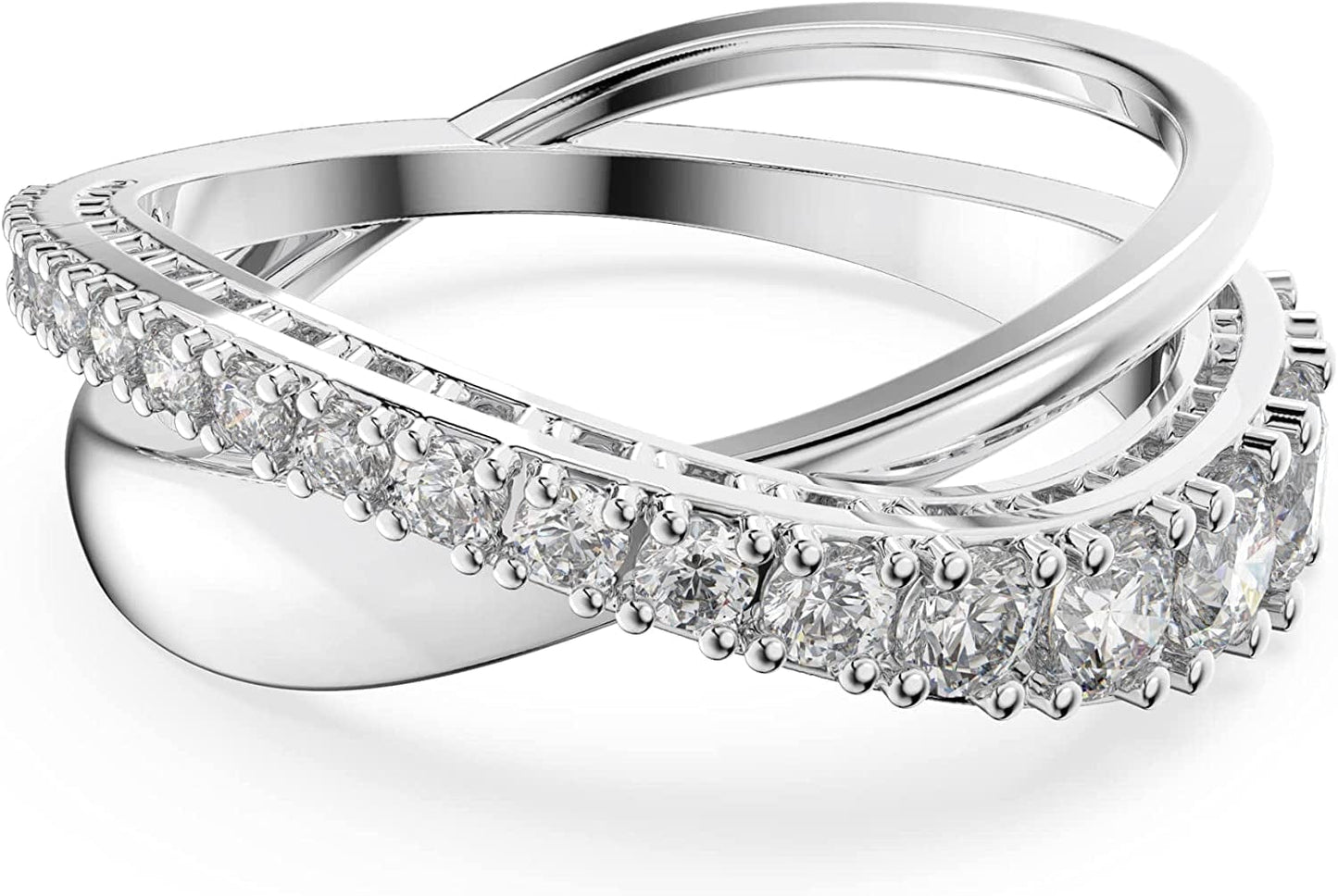 Twist Crystal Ring Jewelry Collection, Rhodium Tone Finish US 5/EU 50