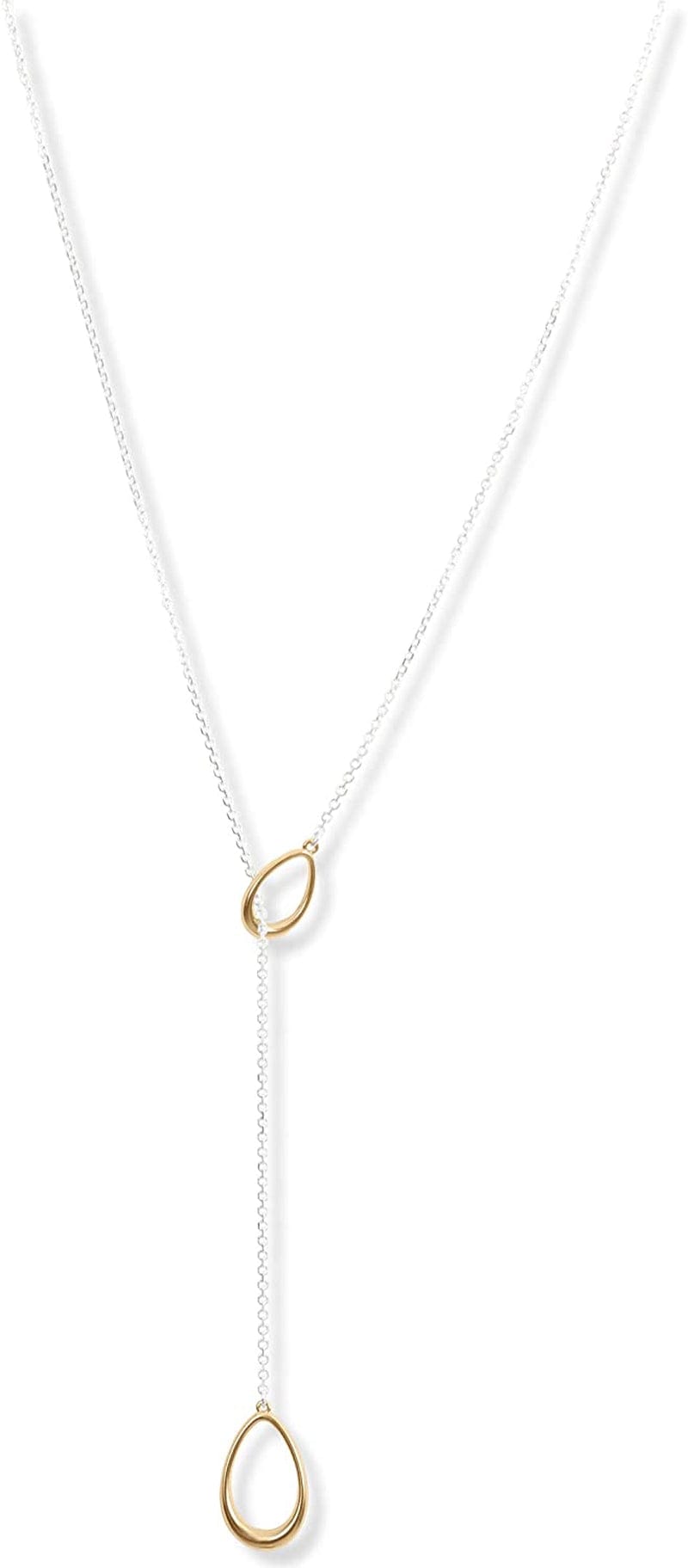 Two-Tone Teardrop 28" Lariat Necklace