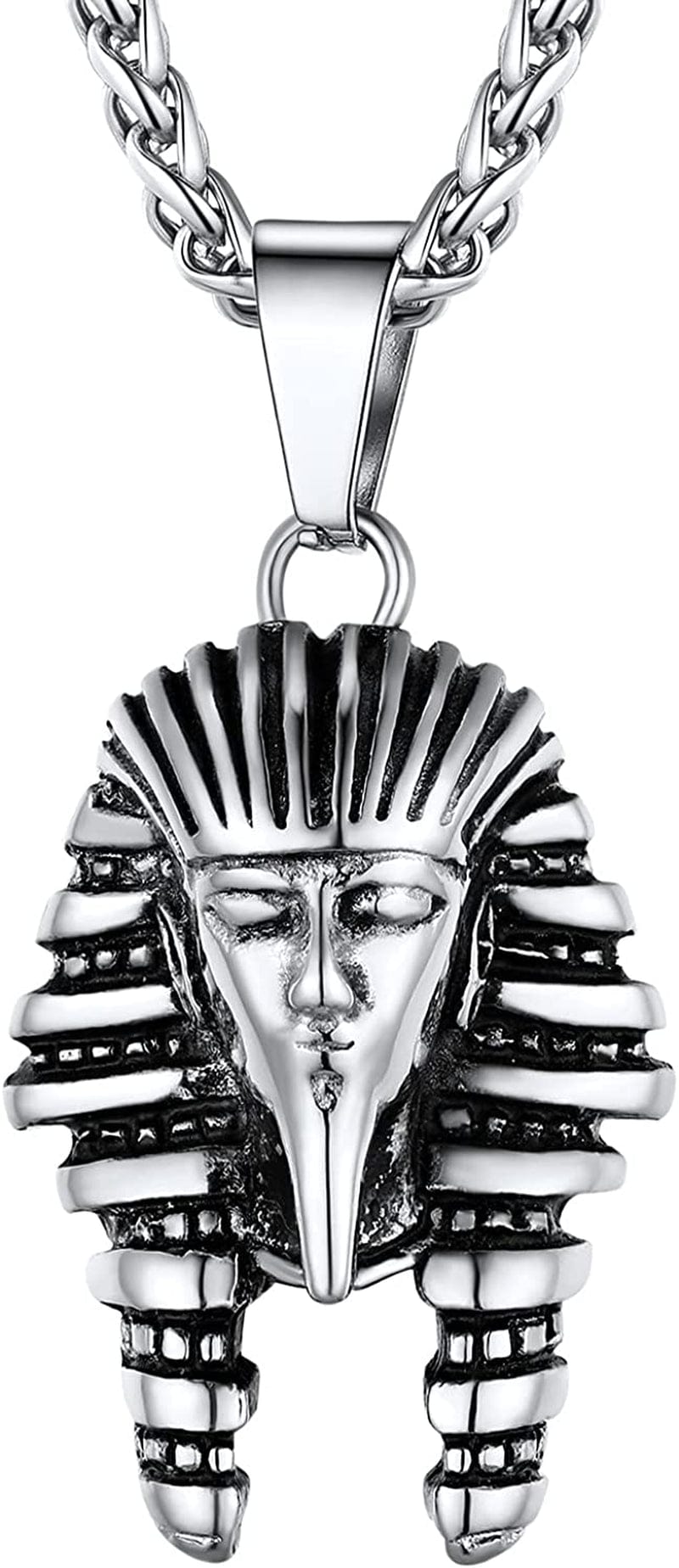 U7 Ancient Egypt Africa Jewelry Platinum 18K Gold Plated Ankh Cross Pendant, Africa Map Necklace, Pharaoh Pendants with Chain Pharaoh-Stainless Steel