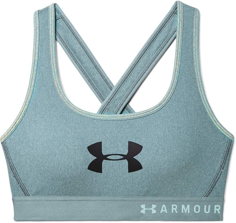 Under Armour Women'S Armour Mid Crossback Novelty Sports Bra Hushed Turquoise Light Htr (396)/Iridescent / Medium