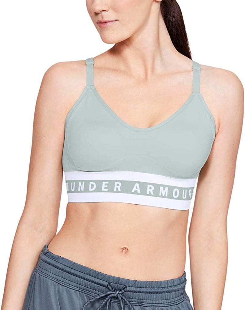 Under Armour Women'S Seamless Longline Sports Bra Atlas Green (189)/White / X-Large