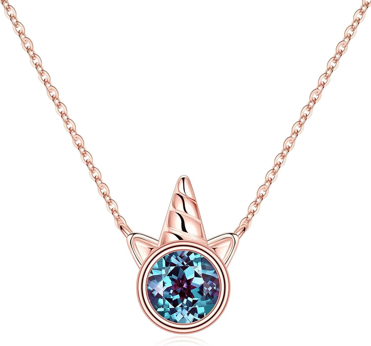 Unicorns Gifts for Girls, S925 Sterling Silver Unicorn Necklace for Girls Unicorn Gifts Dainty Unicorn Birthstone Pendant Necklace Unicorn Jewelry for Teen Girls Unicorns Gifts for Girls Rose Gold / 06 Jun - Alexandrite