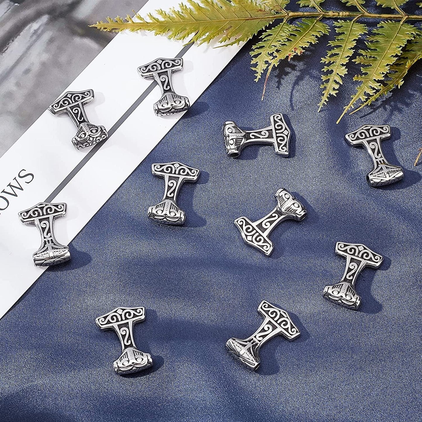 UNICRAFTALE 10Pcs 3.5Mm Stainless Steel Pendants Viking Thor'S Hammer Celtic Knot Charms Antique Silver Pendant for Bracelets Necklace Jewelry Making Crafting Supplies
