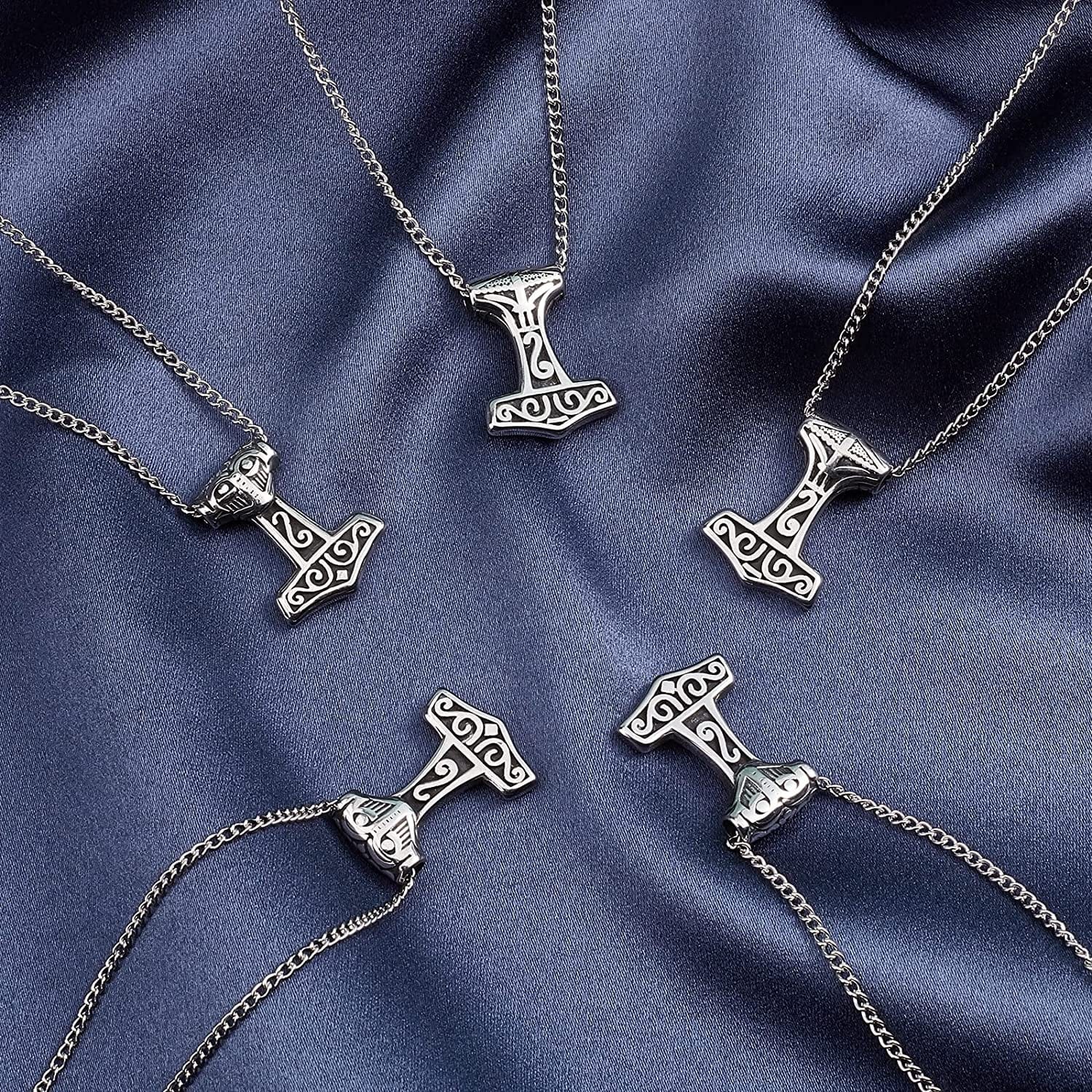 UNICRAFTALE 10Pcs 3.5Mm Stainless Steel Pendants Viking Thor'S Hammer Celtic Knot Charms Antique Silver Pendant for Bracelets Necklace Jewelry Making Crafting Supplies