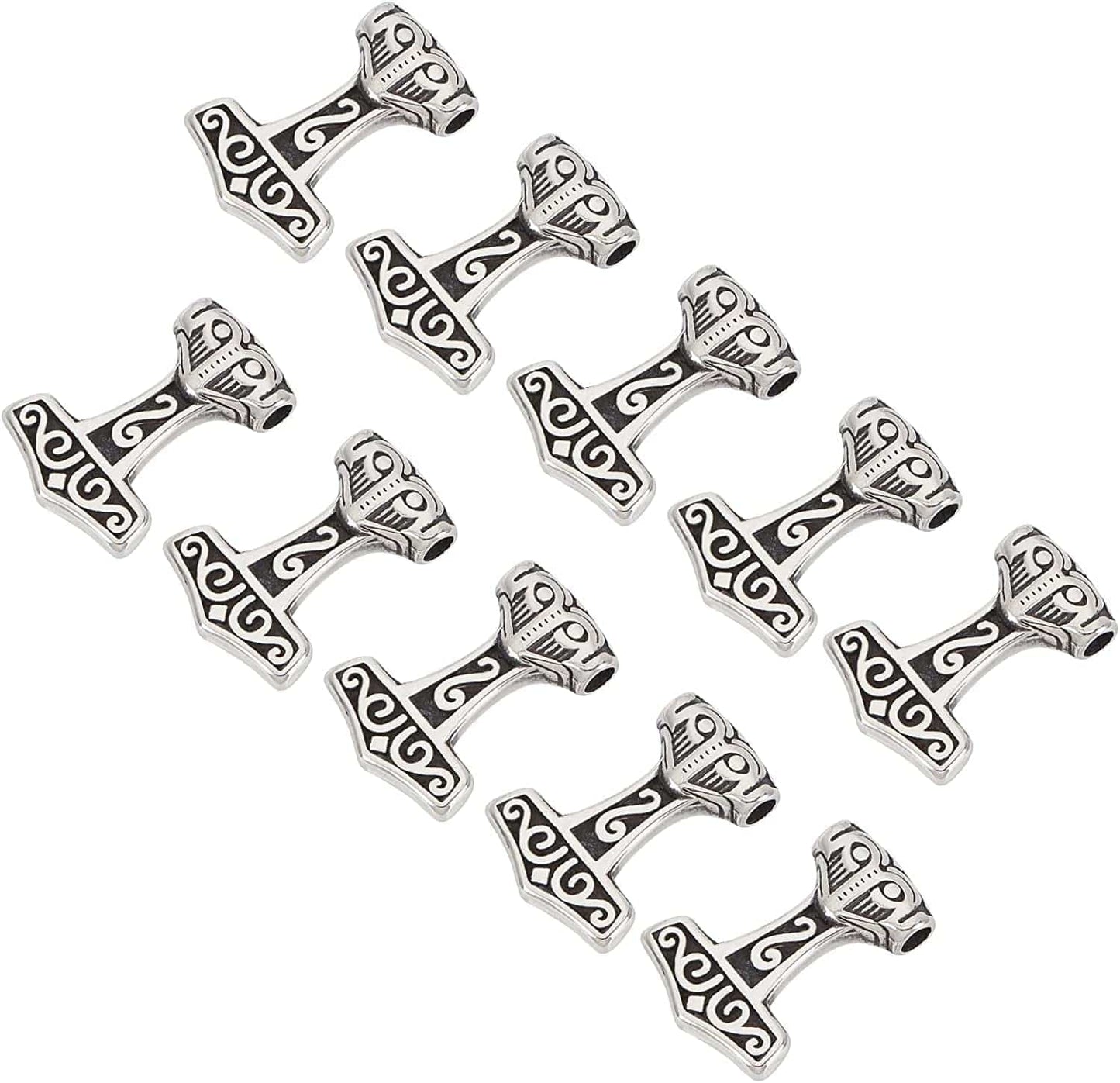 UNICRAFTALE 10Pcs 3.5Mm Stainless Steel Pendants Viking Thor'S Hammer Celtic Knot Charms Antique Silver Pendant for Bracelets Necklace Jewelry Making Crafting Supplies