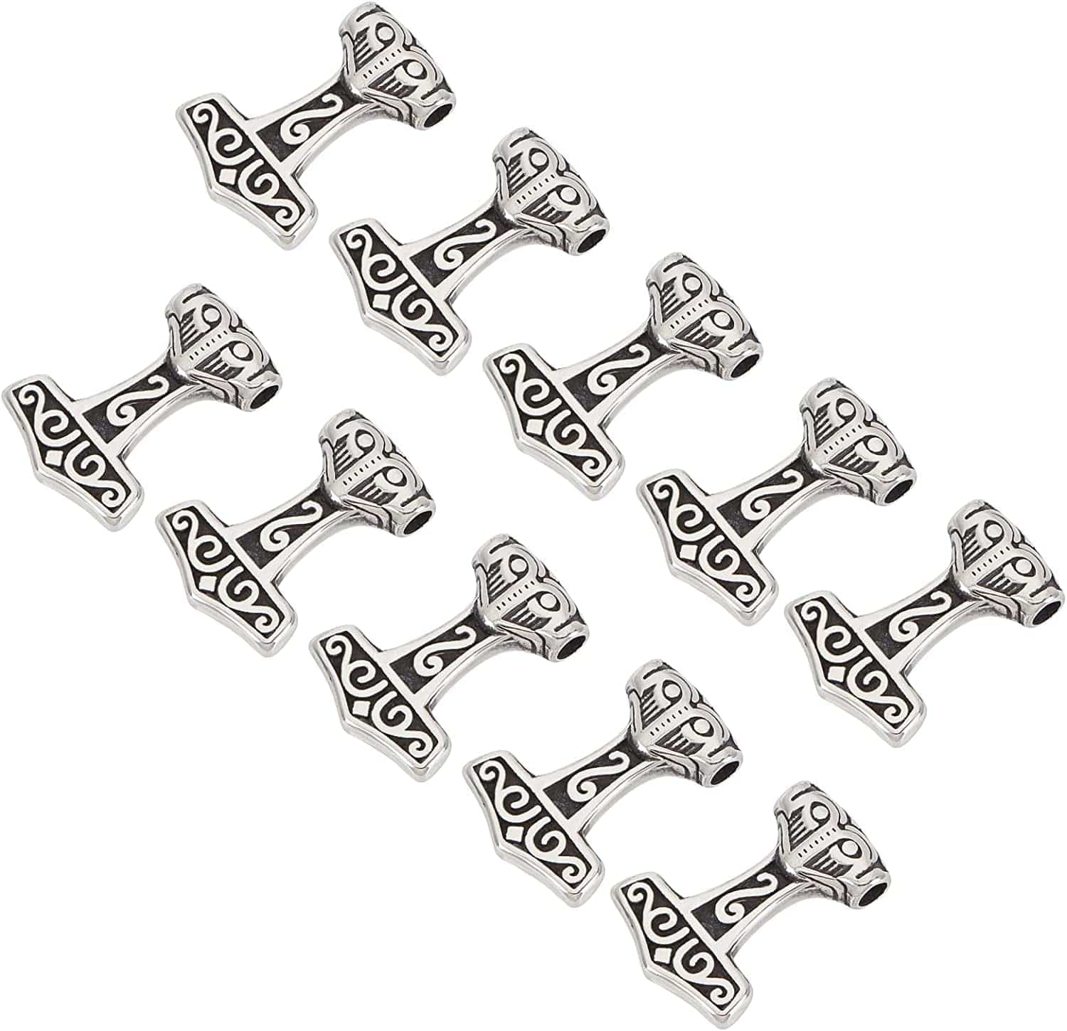 UNICRAFTALE 10Pcs 3.5Mm Stainless Steel Pendants Viking Thor'S Hammer Celtic Knot Charms Antique Silver Pendant for Bracelets Necklace Jewelry Making Crafting Supplies